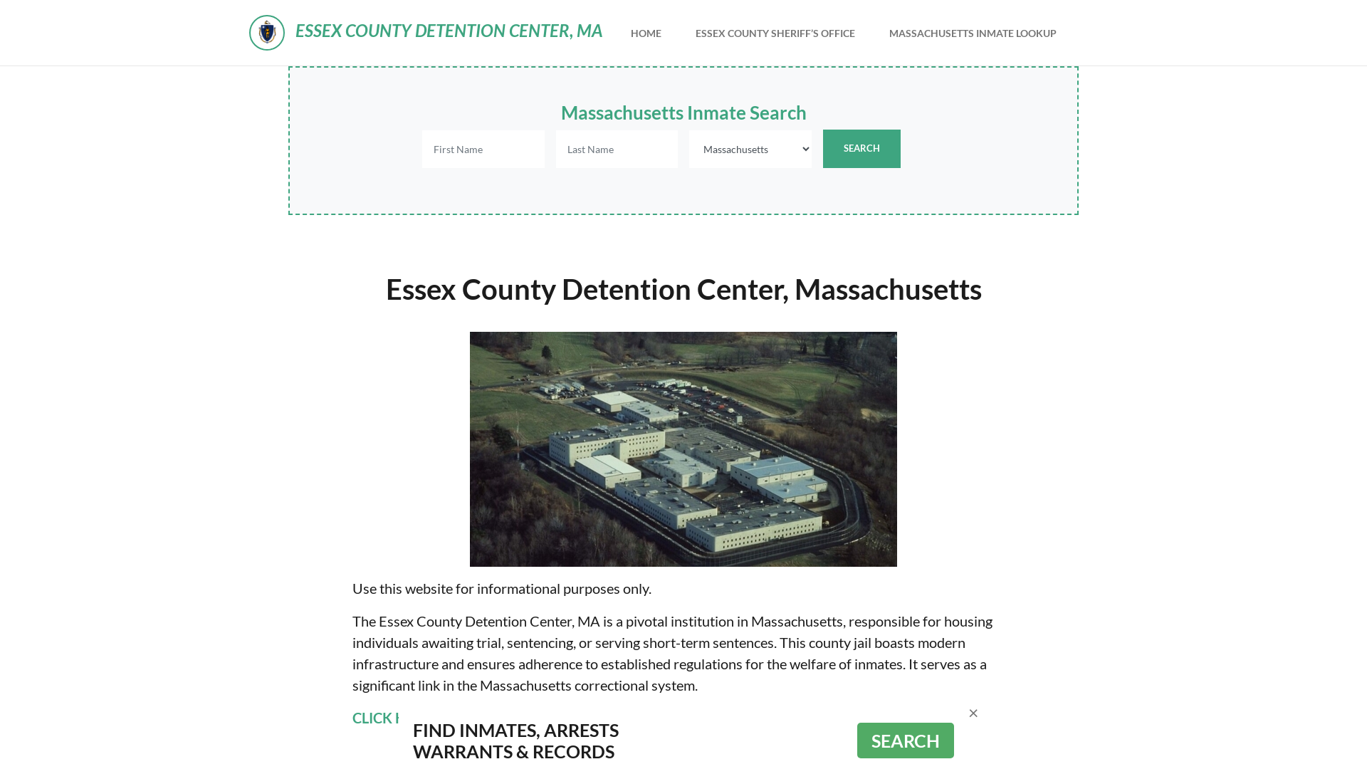 Essex County Detention Center, MA Inmate Roster, Offender Search