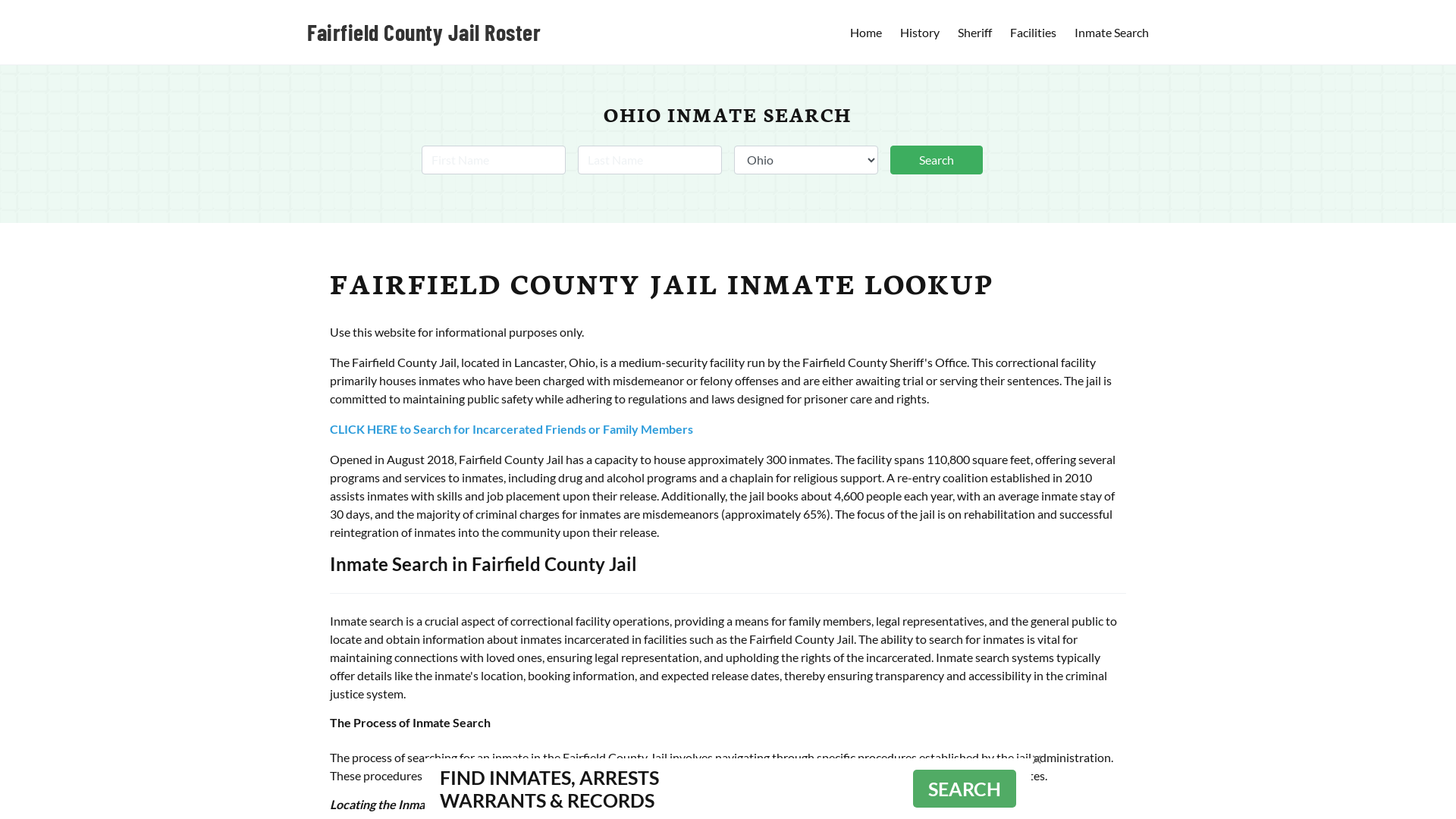 Fairfield County Jail Roster Lookup, OH, Inmate Search