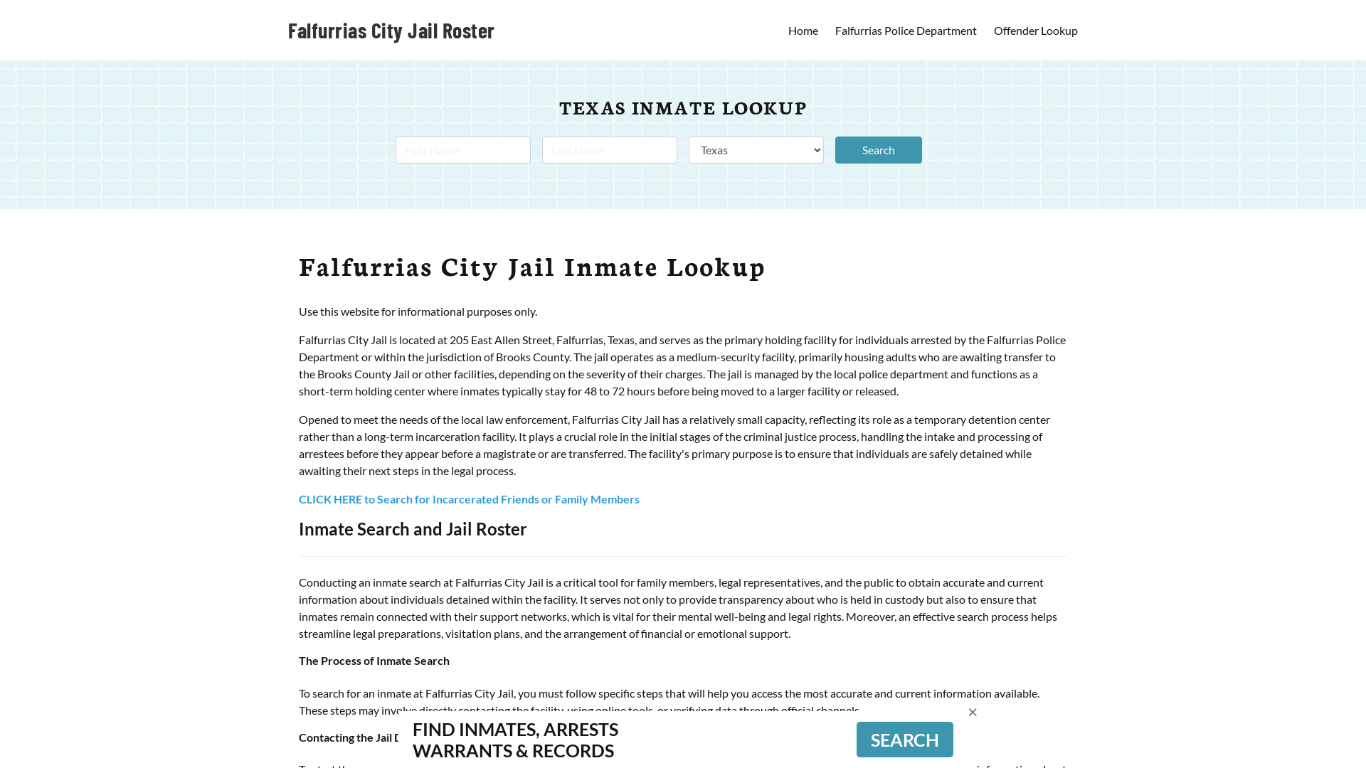 Falfurrias City Jail, TX Inmate Search, Jail Roster, Bookings