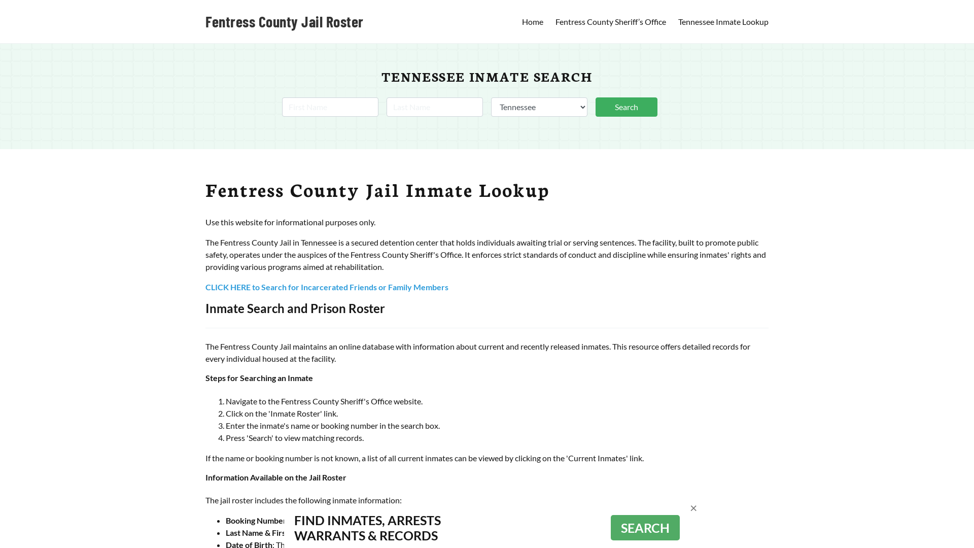 Fentress County Jail Roster Lookup, TN, Inmate Search