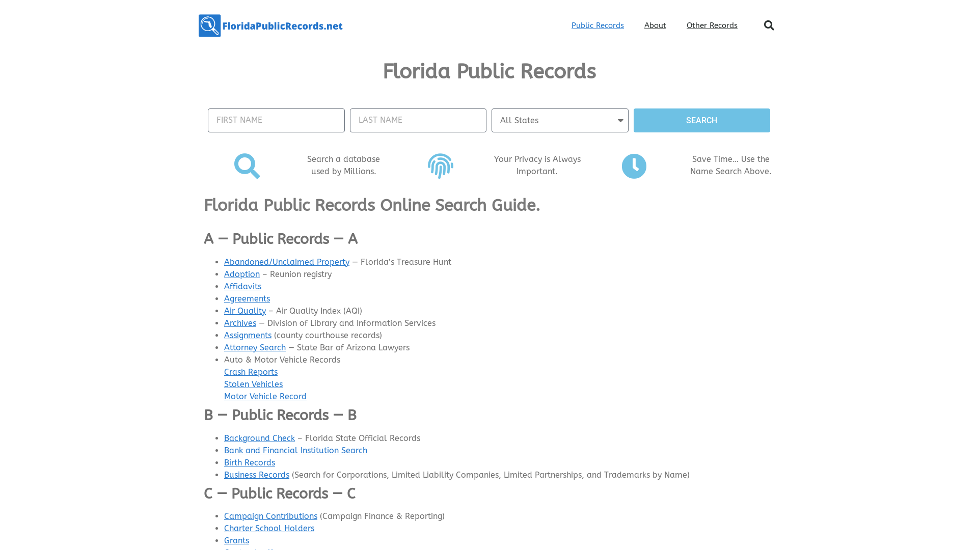 State of Florida Public Records Guide: FloridaPublicRecords.net