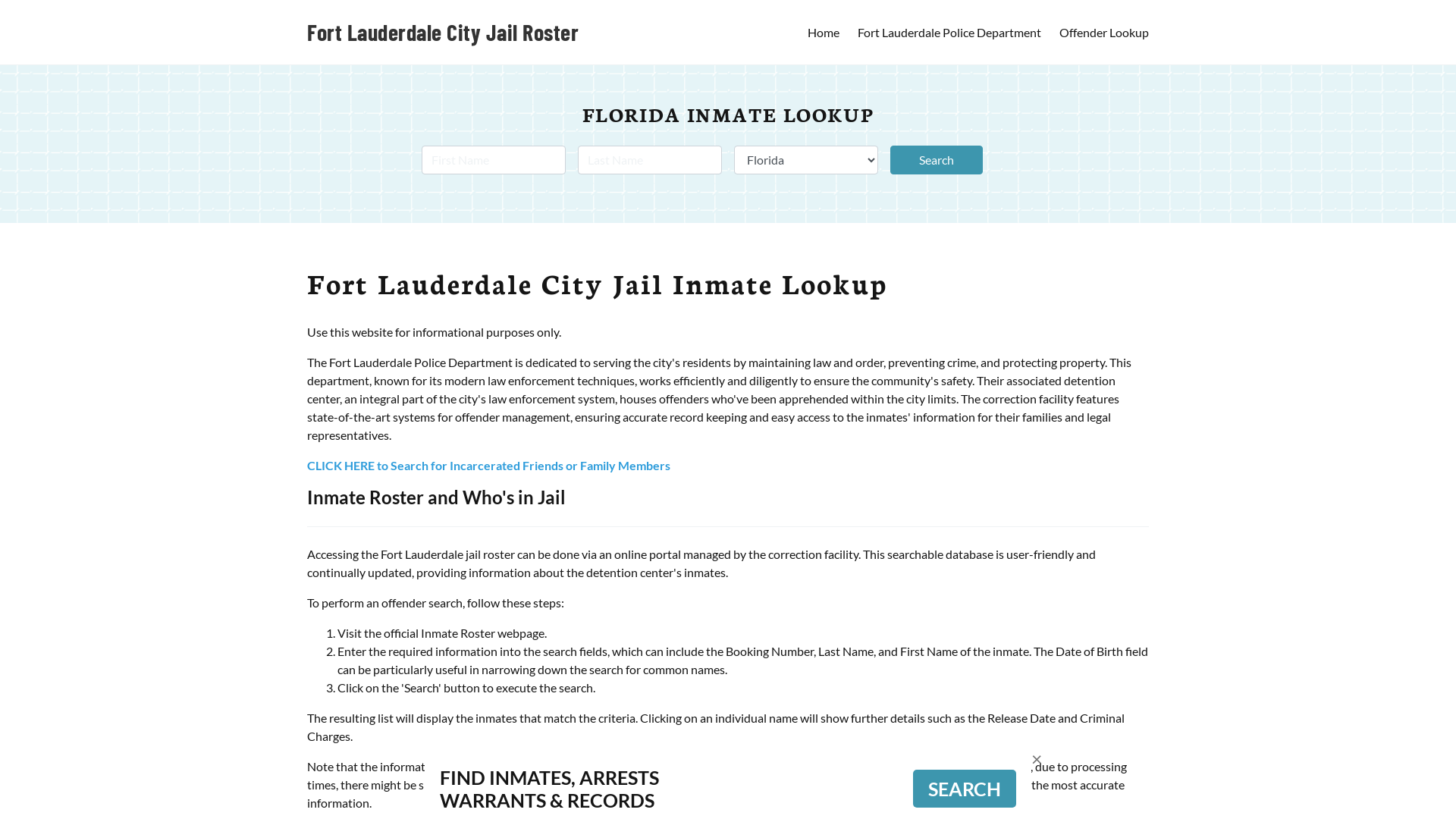 Fort Lauderdale City Jail, FL Inmate Search, Jail Roster, Bookings