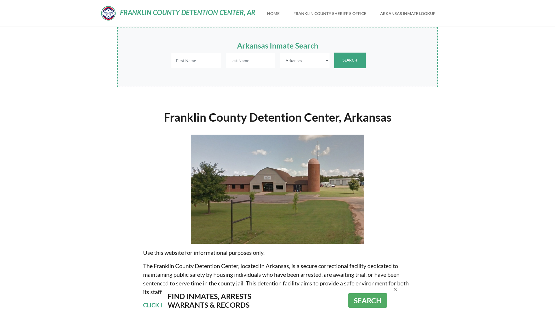 Franklin County Detention Center, AR Inmate Roster, Offender Search