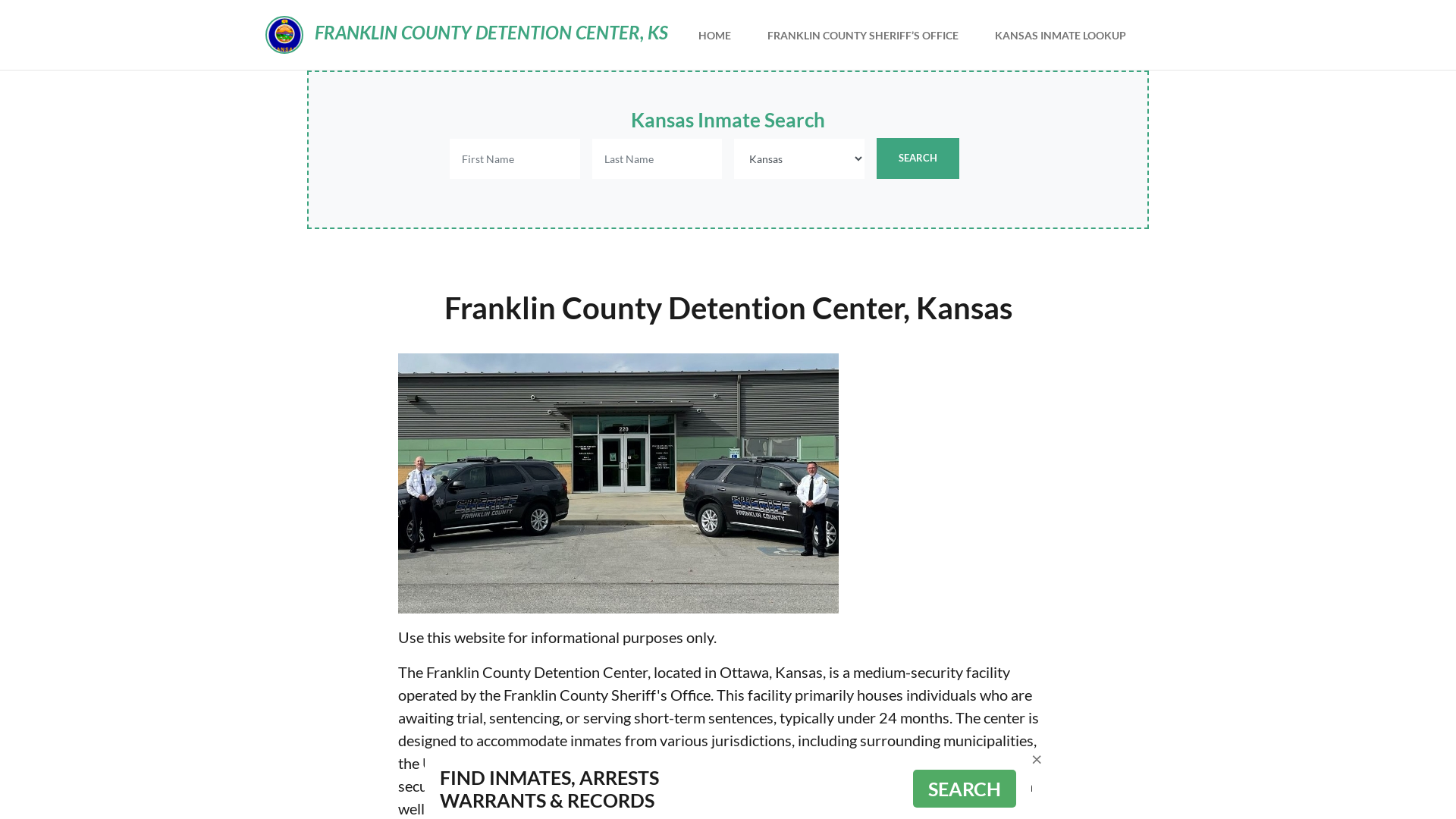 Franklin County Detention Center, KS Inmate Roster, Offender Search