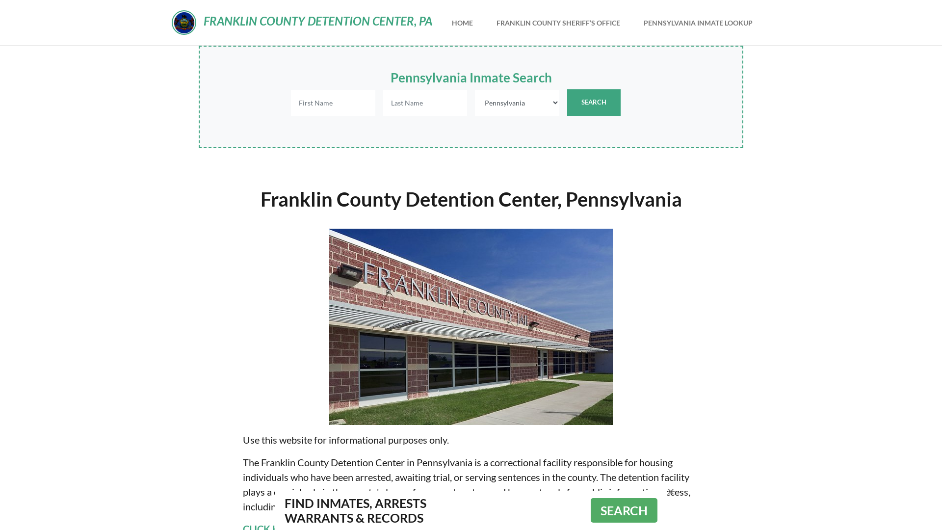 Franklin County Detention Center, PA Inmate Roster, Offender Search