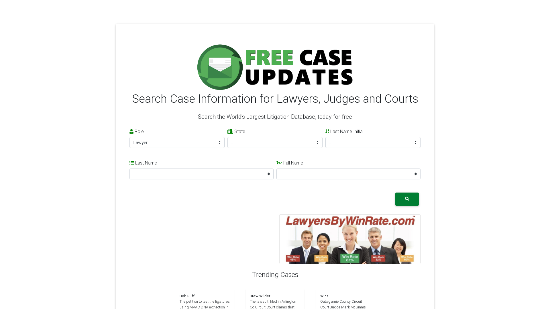 Free Court Case - Search for cases by lawyer, judge and court