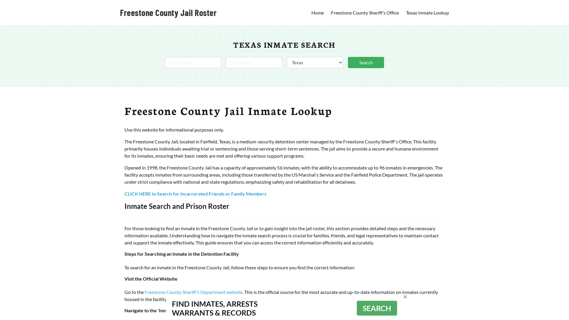 Freestone County Jail Roster Lookup, TX, Inmate Search