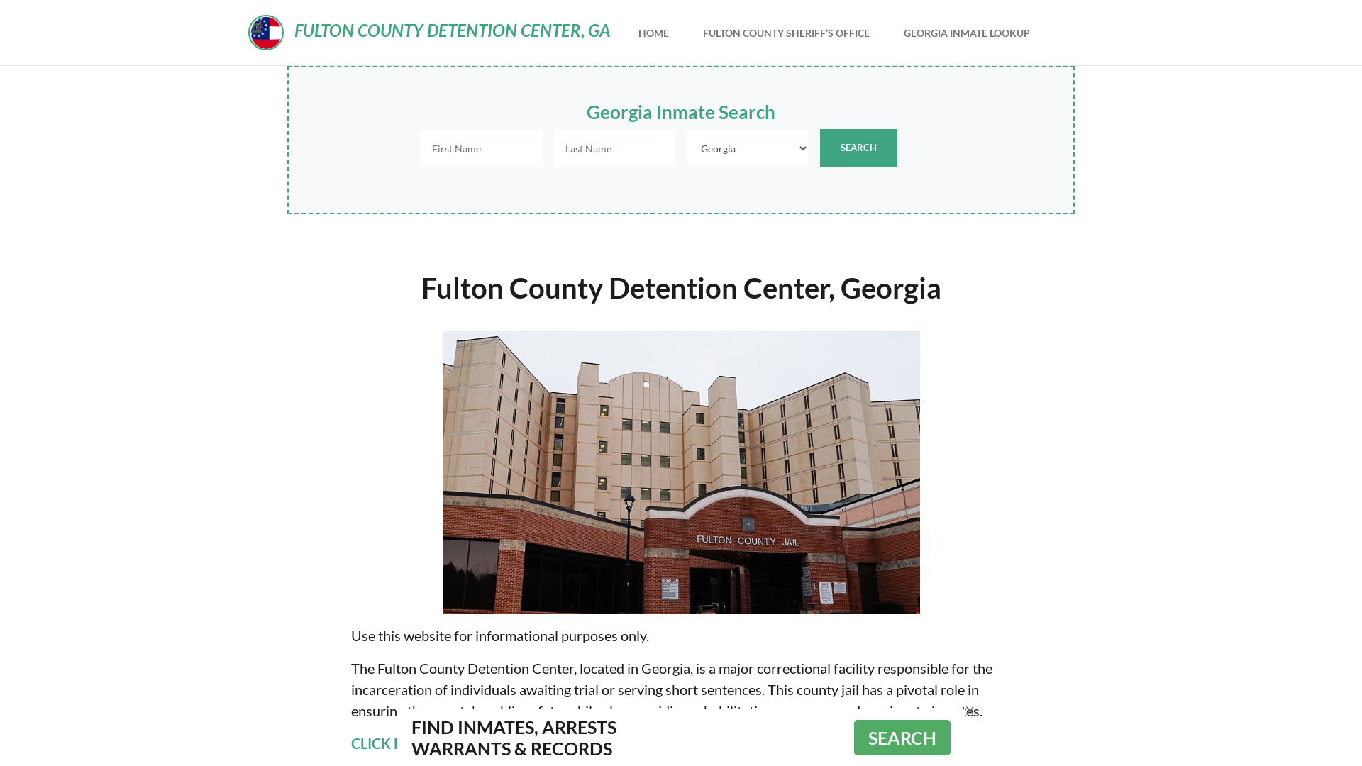 Fulton County Detention Center, GA Inmate Roster, Offender Search