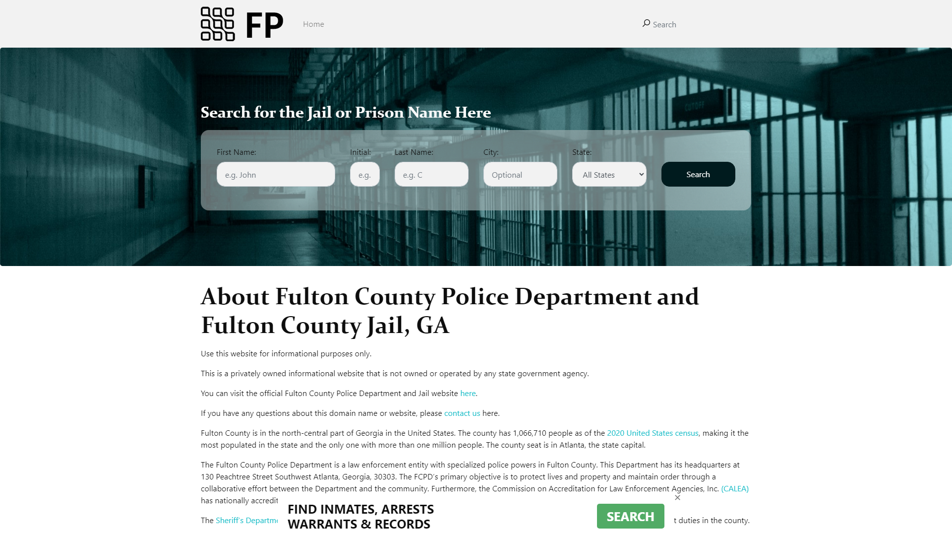 About Fulton County Police Department and Fulton County Jail, GA