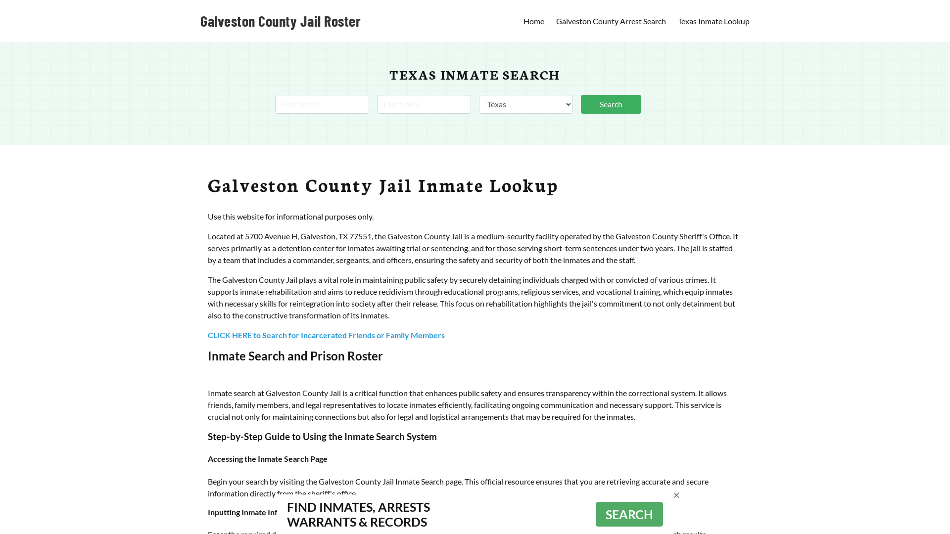 Galveston County Jail Roster Lookup, TX, Inmate Search