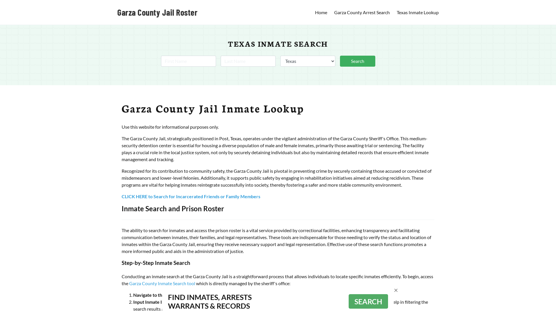 Garza County Jail Roster Lookup, TX, Inmate Search