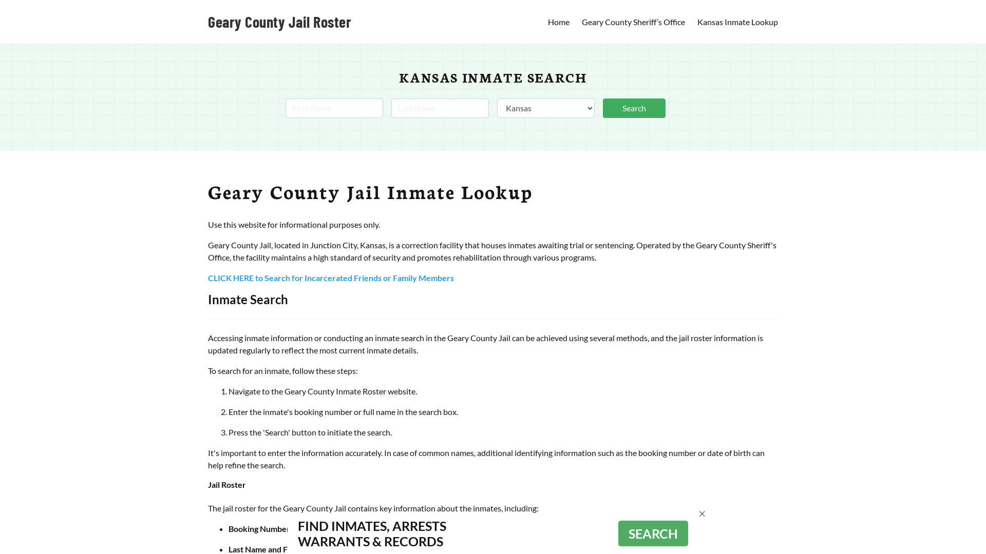 Geary County Jail Roster Lookup, KS, Inmate Search