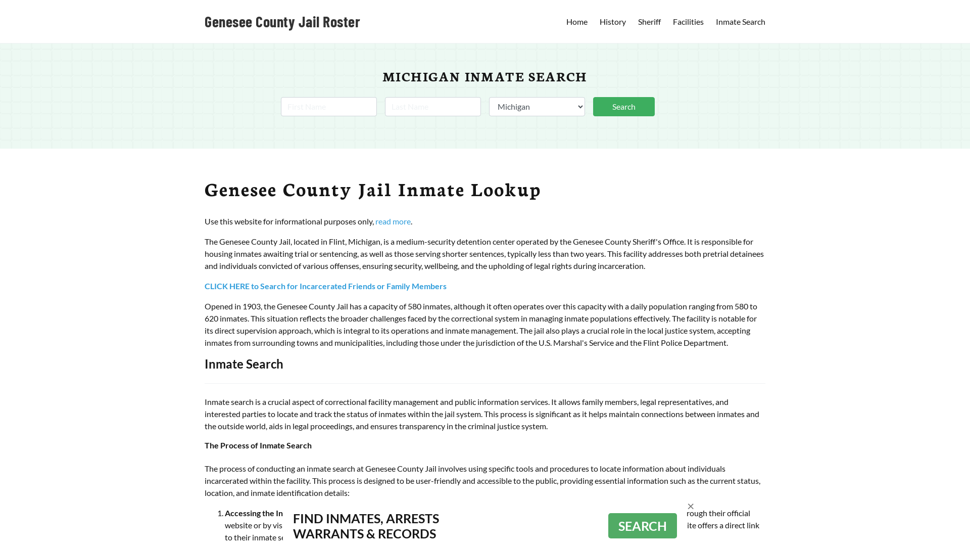 Genesee County Jail Roster Lookup, MI, Inmate Search