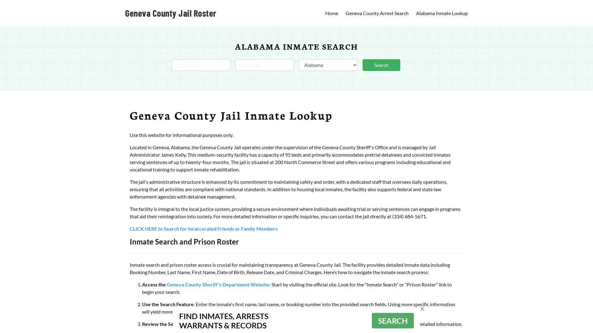 Geneva County Jail Roster Lookup, AL, Inmate Search