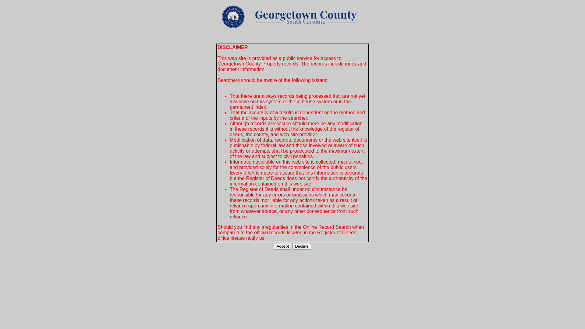 Georgetown County Online Record System