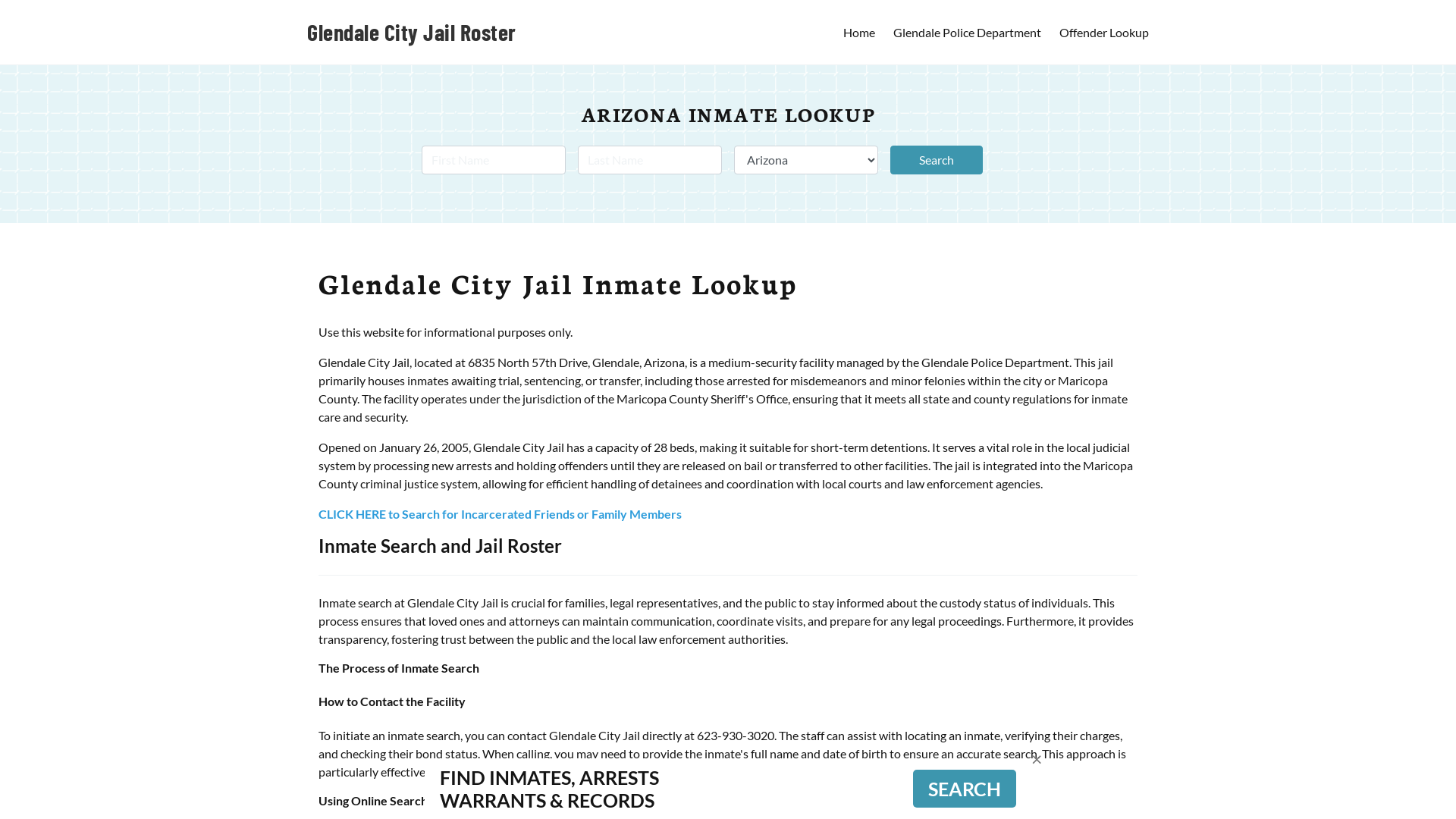 Glendale City Jail, AZ Inmate Search, Jail Roster, Bookings