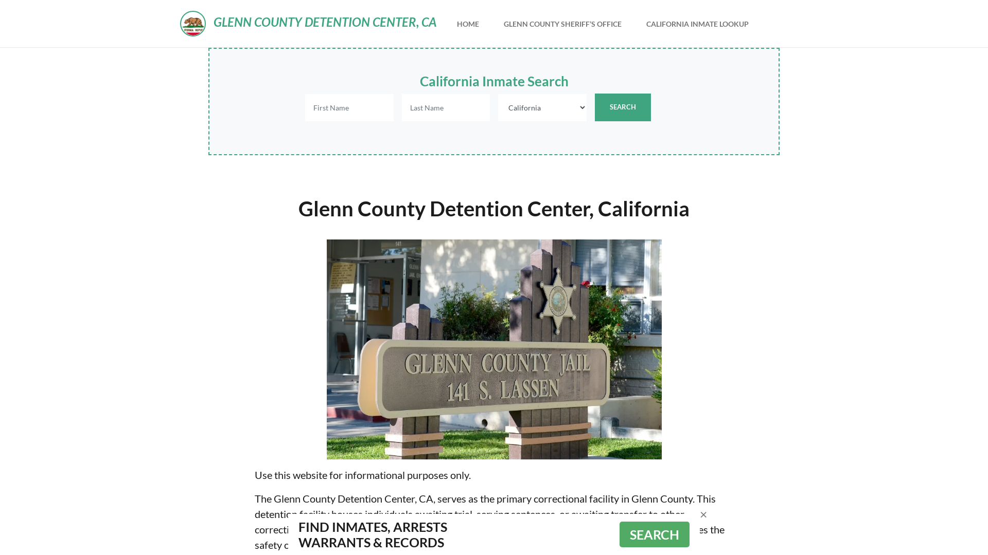 Glenn County Detention Center, CA Inmate Roster, Offender Search