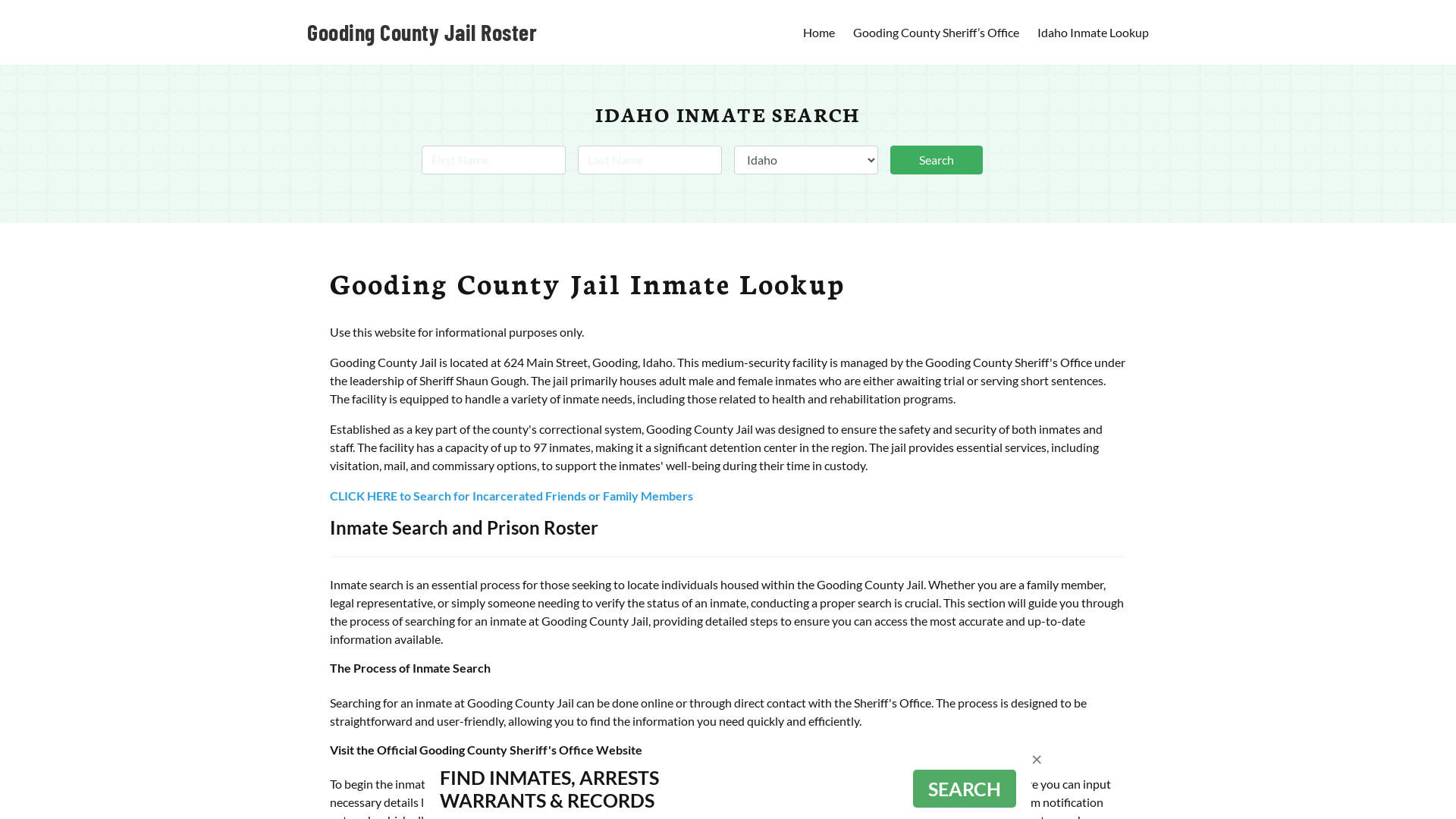 Gooding County Jail Roster Lookup, ID, Inmate Search