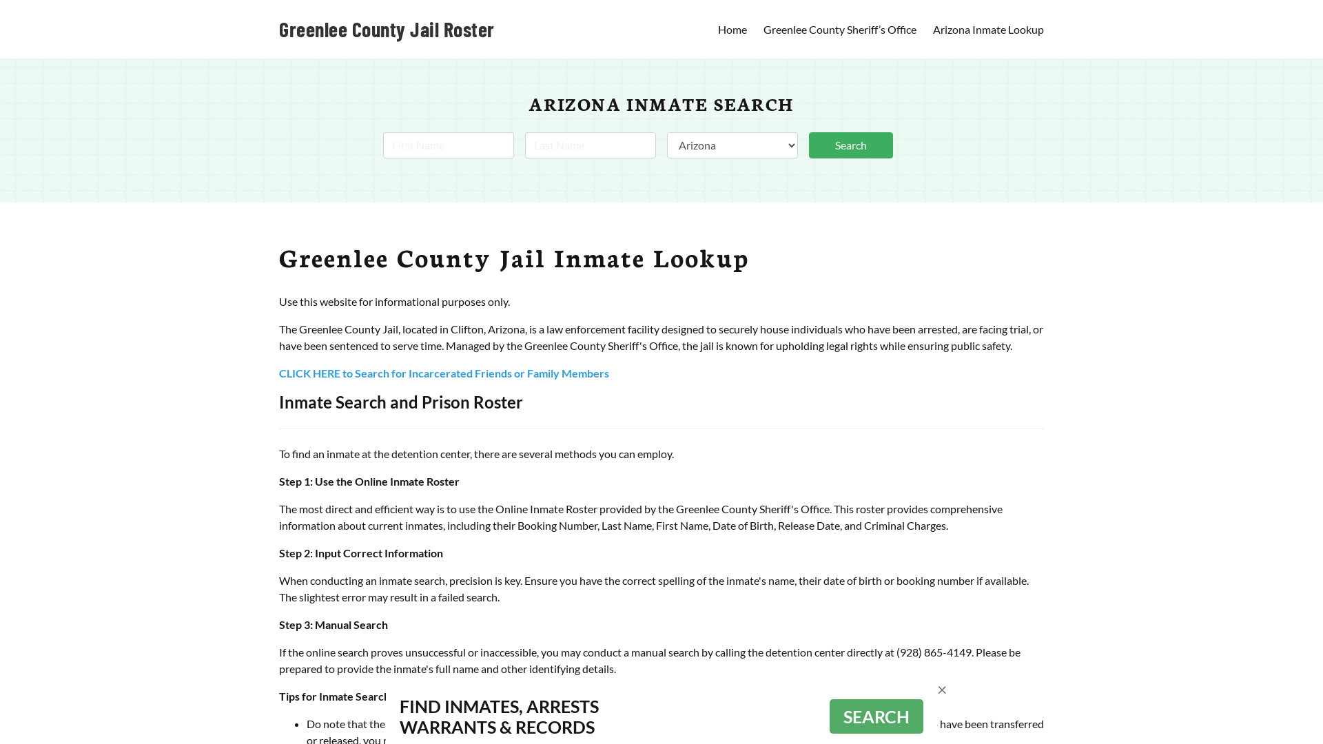 Greenlee County Jail Roster Lookup, AZ, Inmate Search