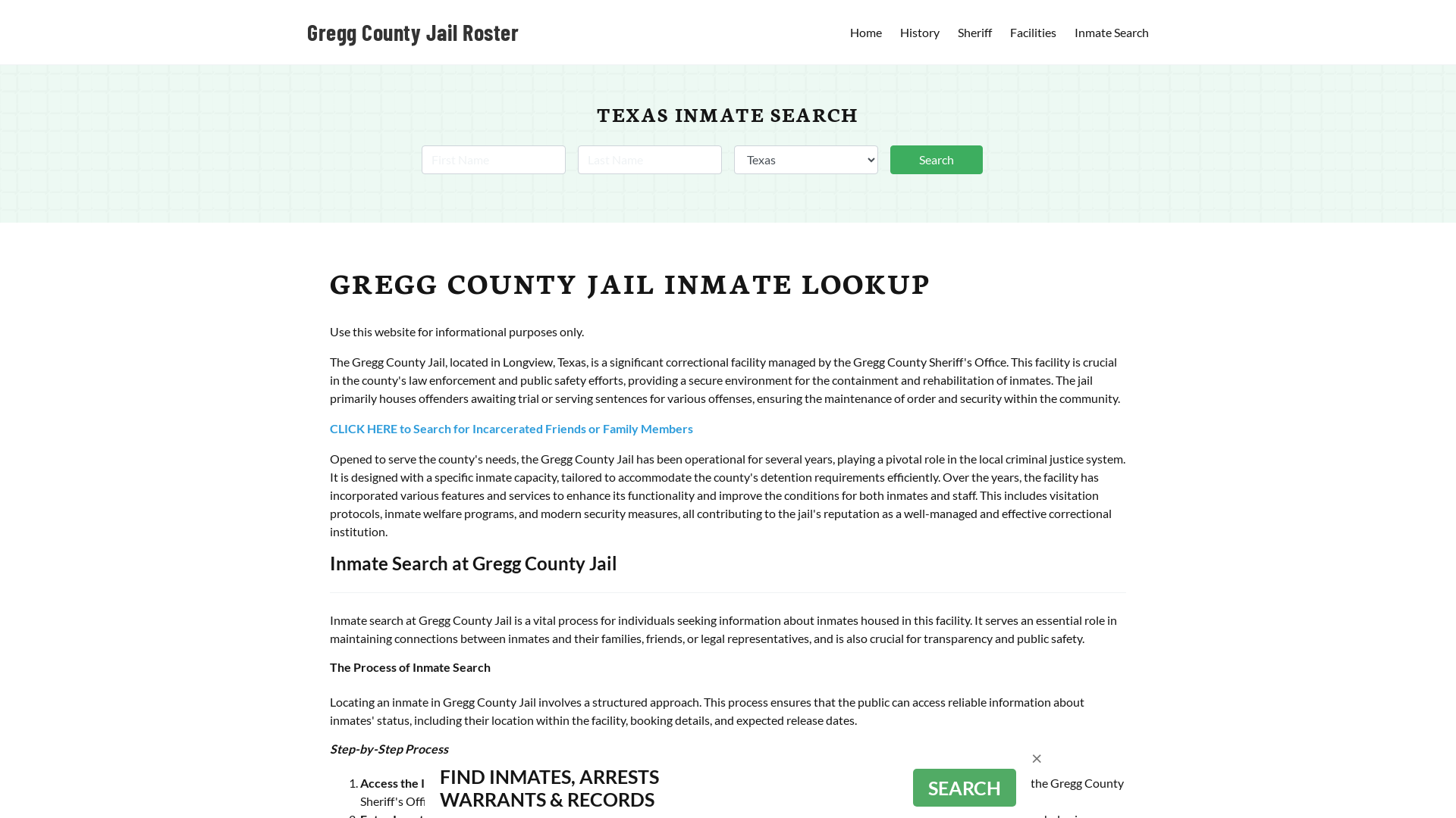 Gregg County Jail Roster Lookup, TX, Inmate Search