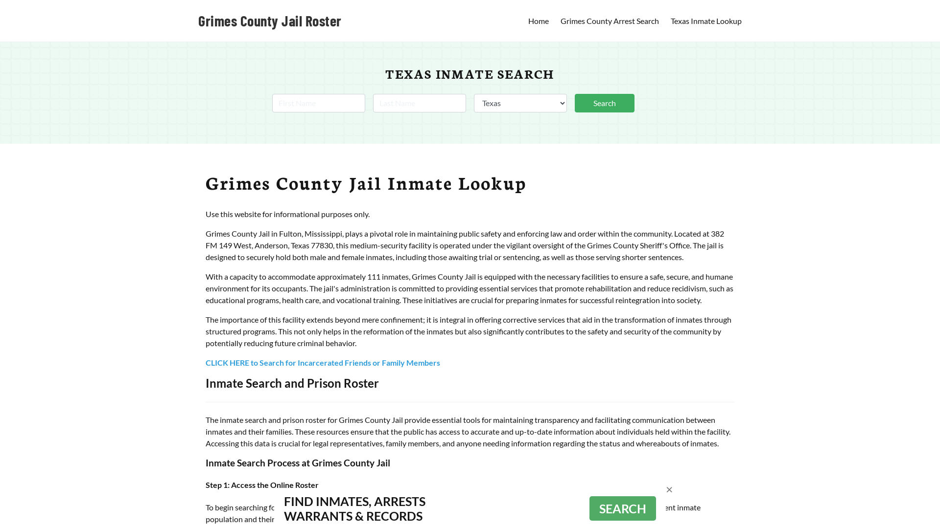 Grimes County Jail Roster Lookup, TX, Inmate Search