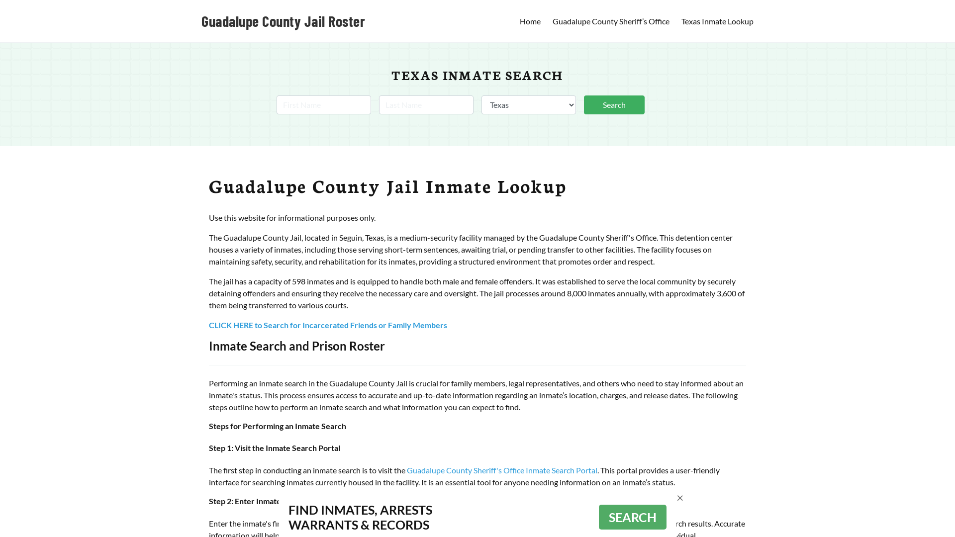 Guadalupe County Jail Roster Lookup, TX, Inmate Search