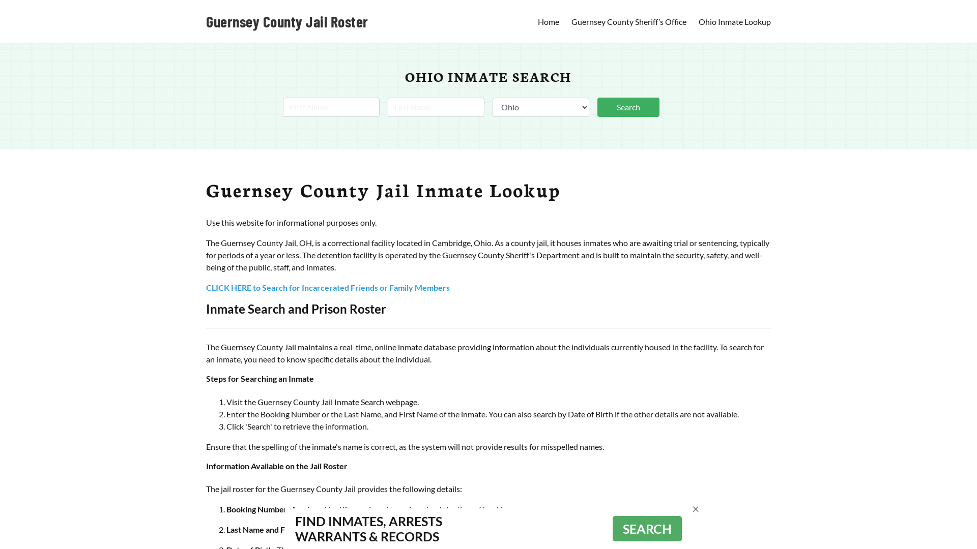 Guernsey County Jail Roster Lookup, OH, Inmate Search