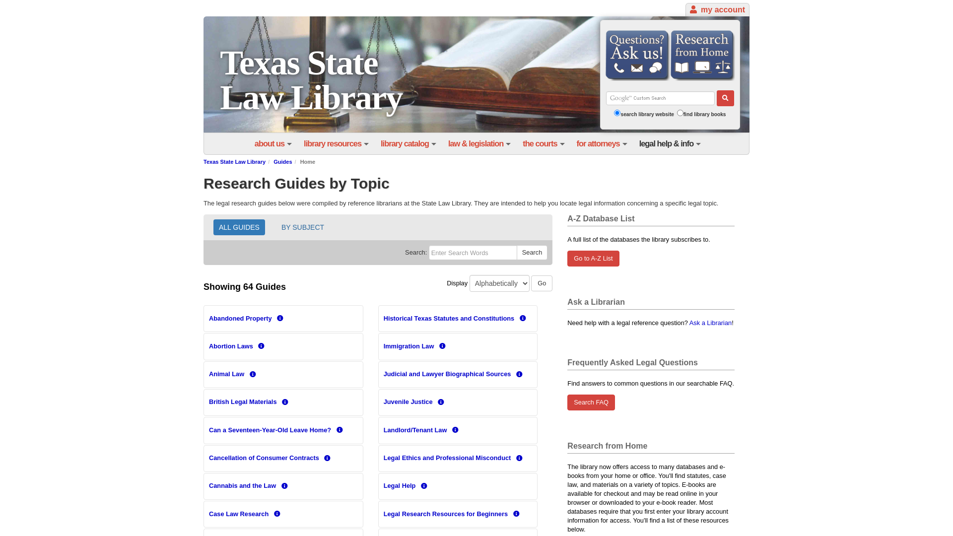 ALL GUIDES Alphabetically - Guides at Texas State Law Library