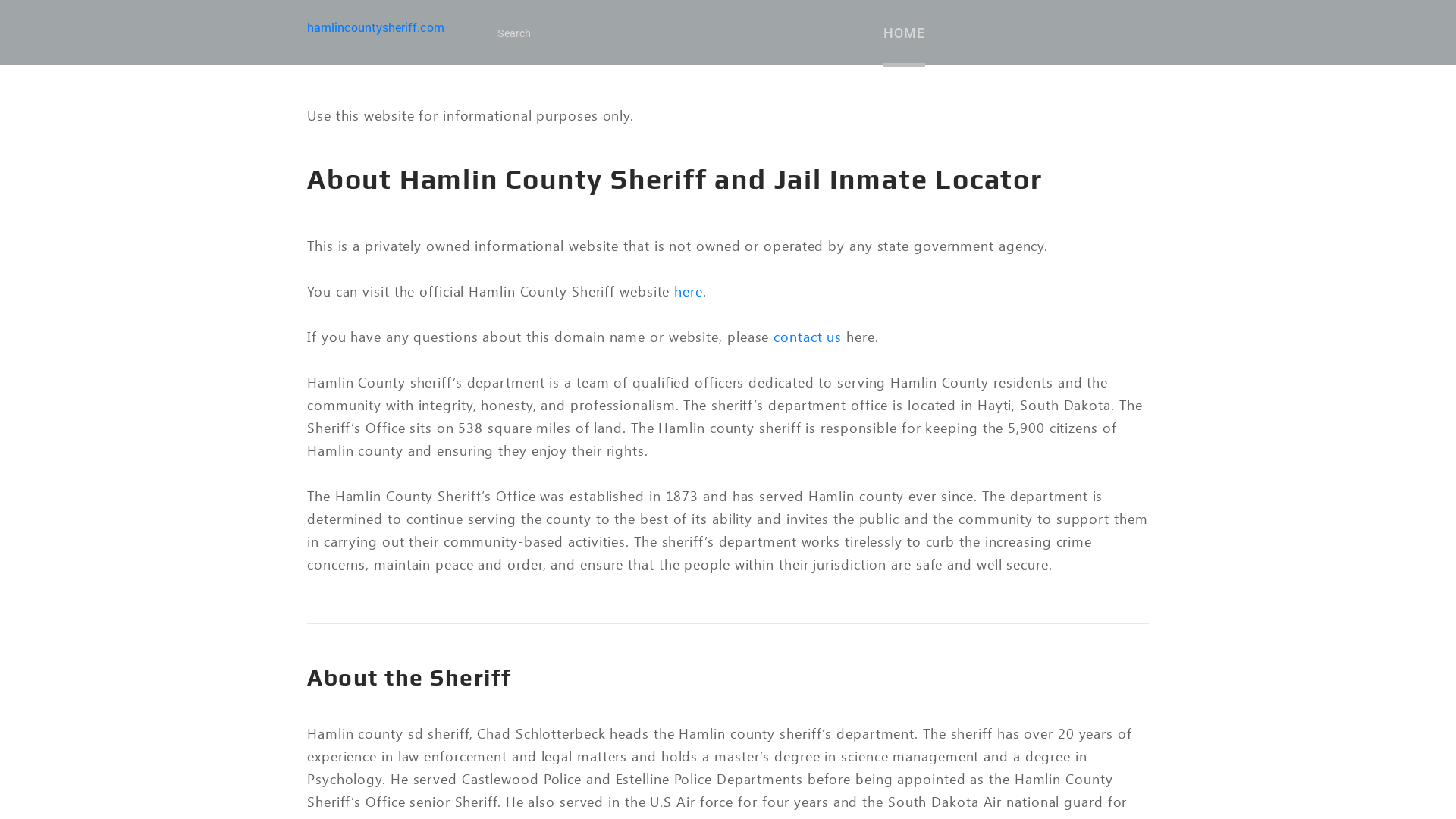 About Hamlin County Sheriff, Codington County Regional Detention Center, SD