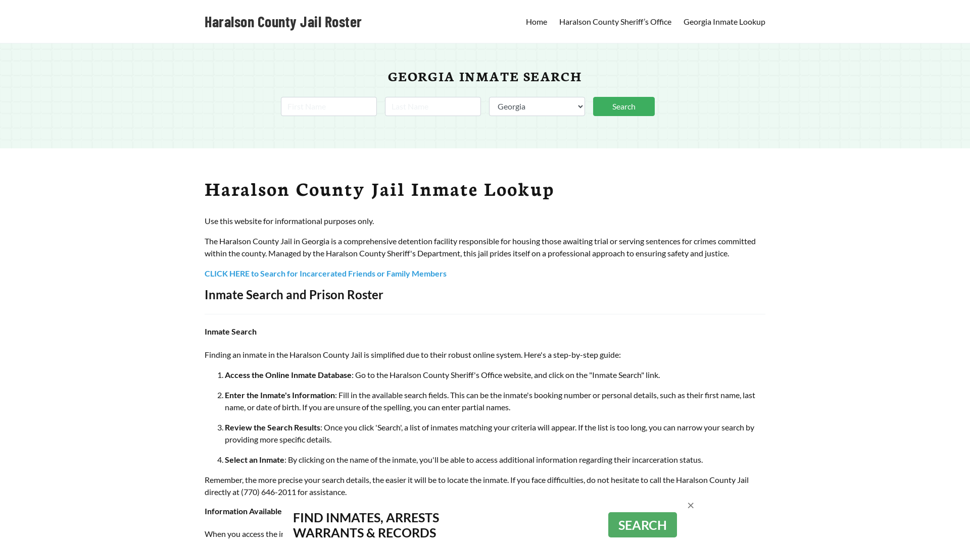 Haralson County Jail Roster Lookup, GA, Inmate Search