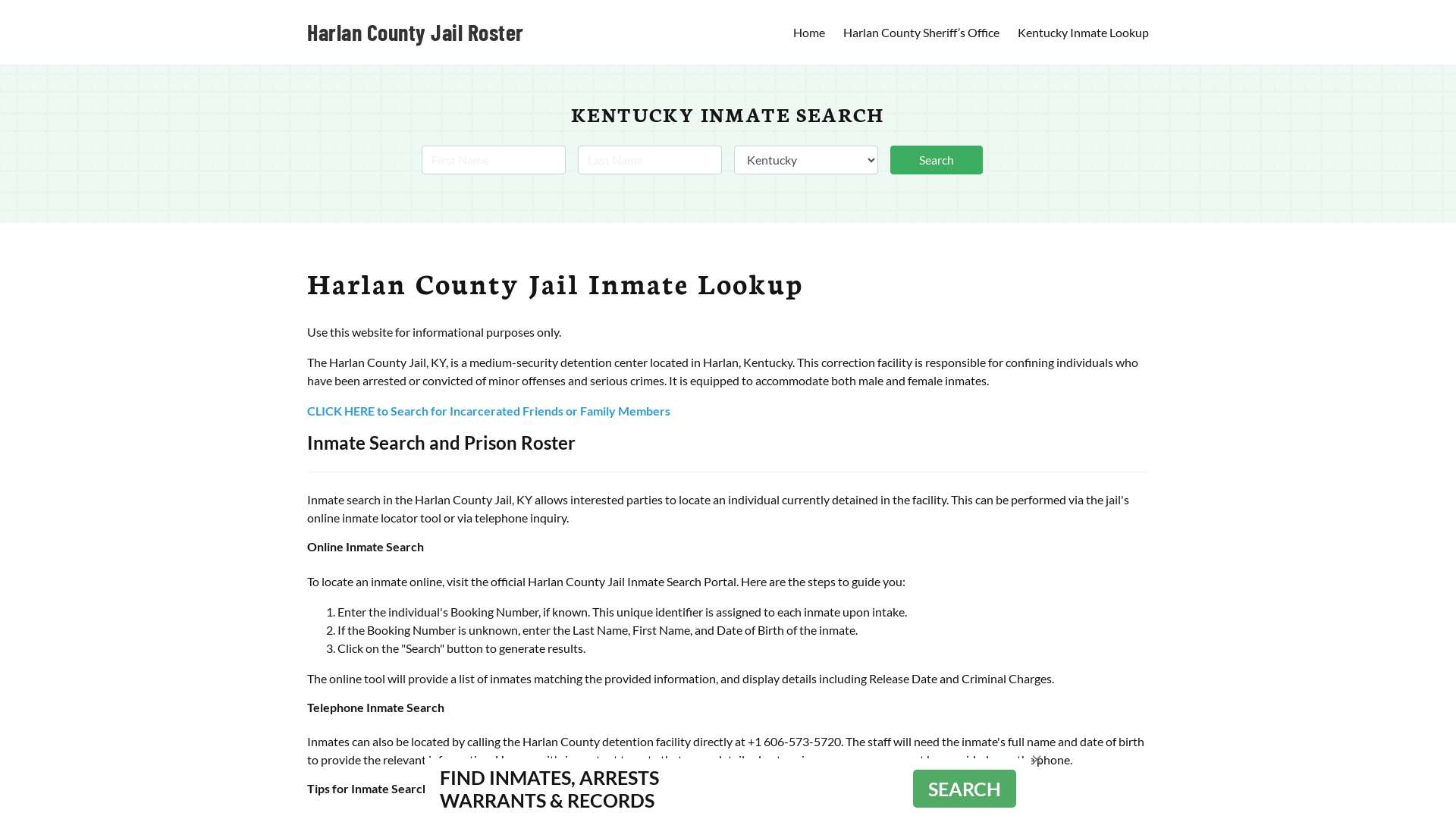 Harlan County Jail Roster Lookup, KY, Inmate Search