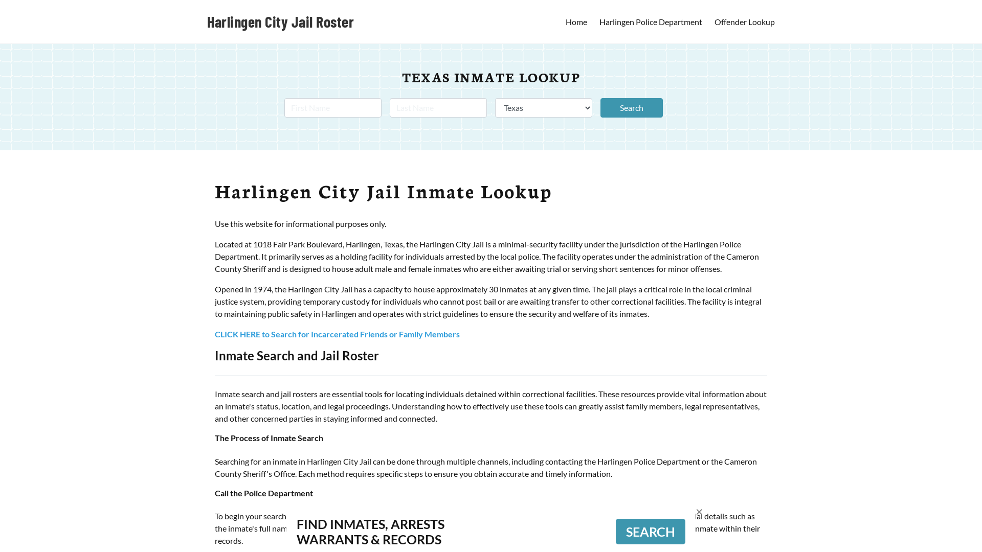 Harlingen City Jail, TX Inmate Search, Jail Roster, Bookings