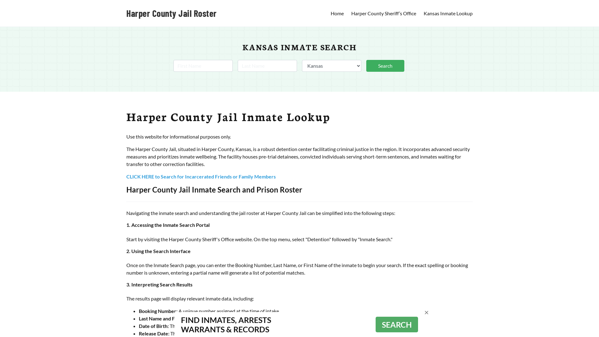 Harper County Jail Roster Lookup, KS, Inmate Search