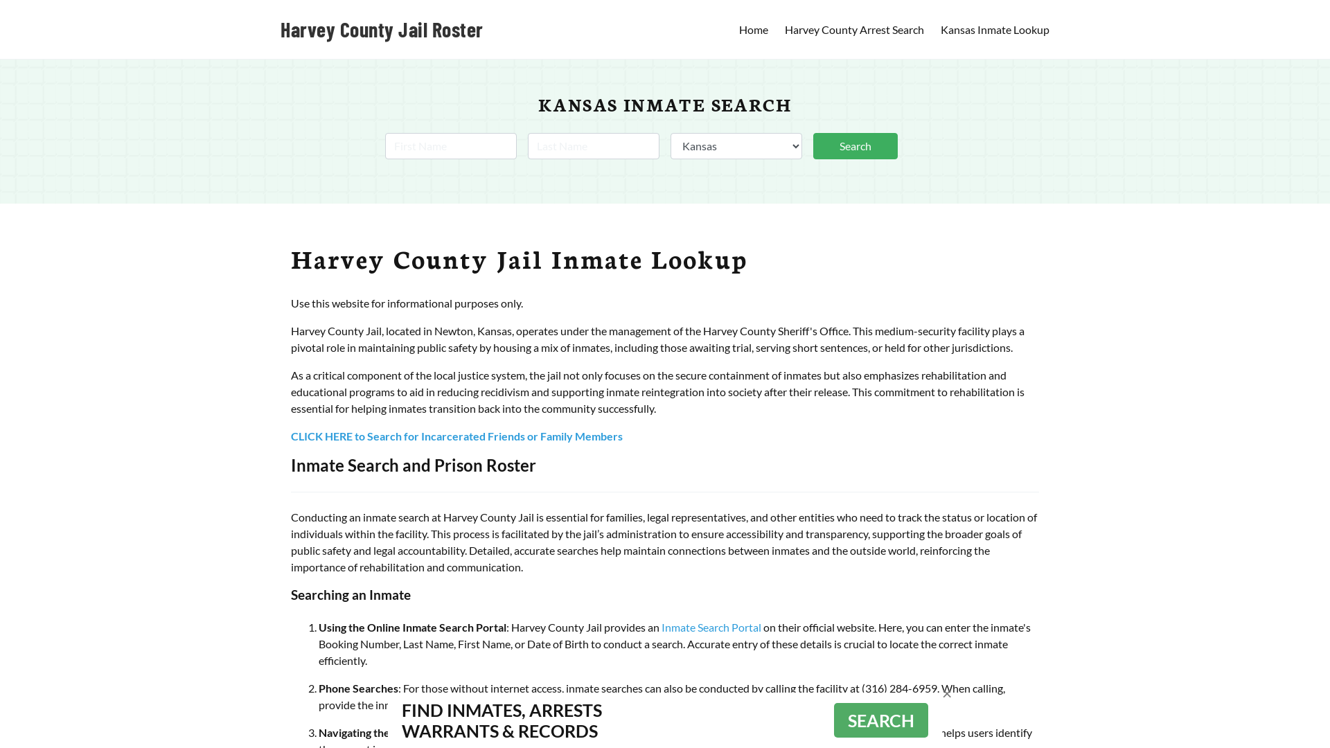 Harvey County Jail Roster Lookup, KS, Inmate Search