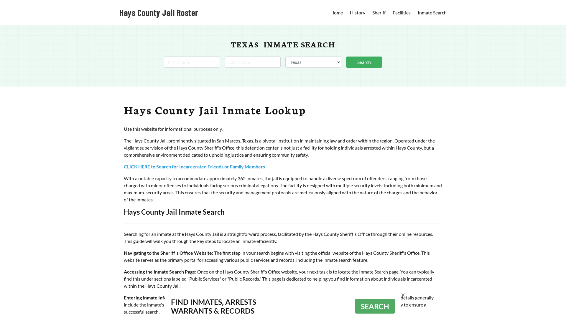 Hays County Jail Roster Lookup, TX, Inmate Search