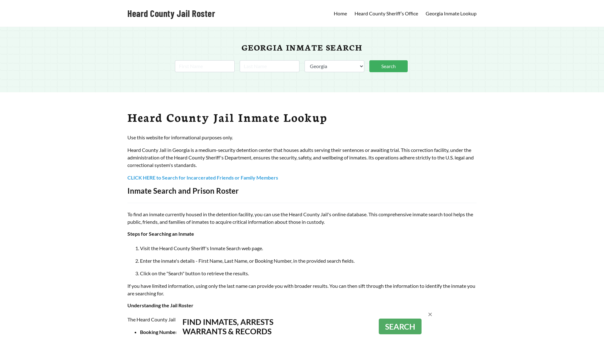 Heard County Jail Roster Lookup, GA, Inmate Search