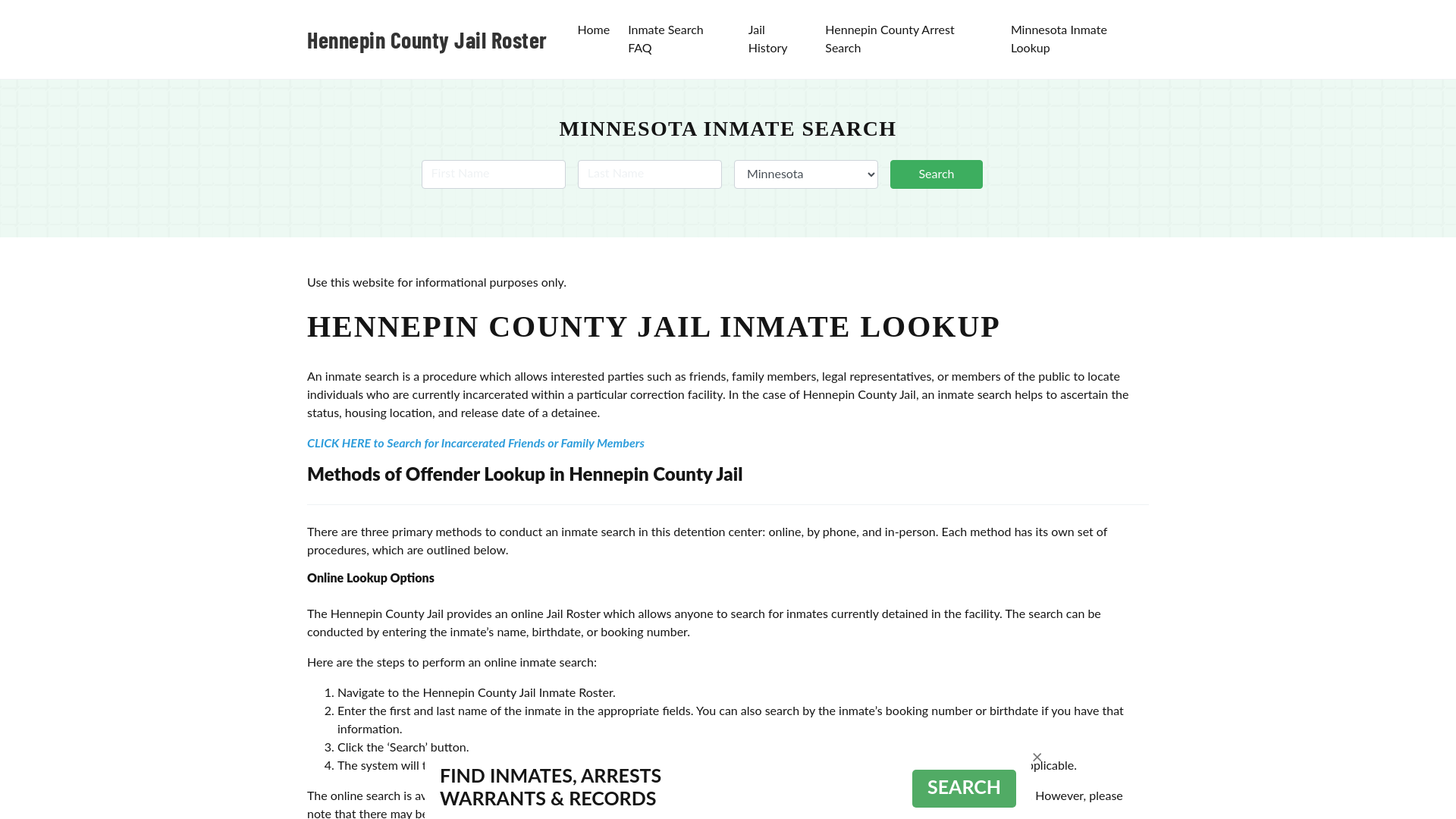 Hennepin County Jail Roster Lookup, MN, Inmate Search