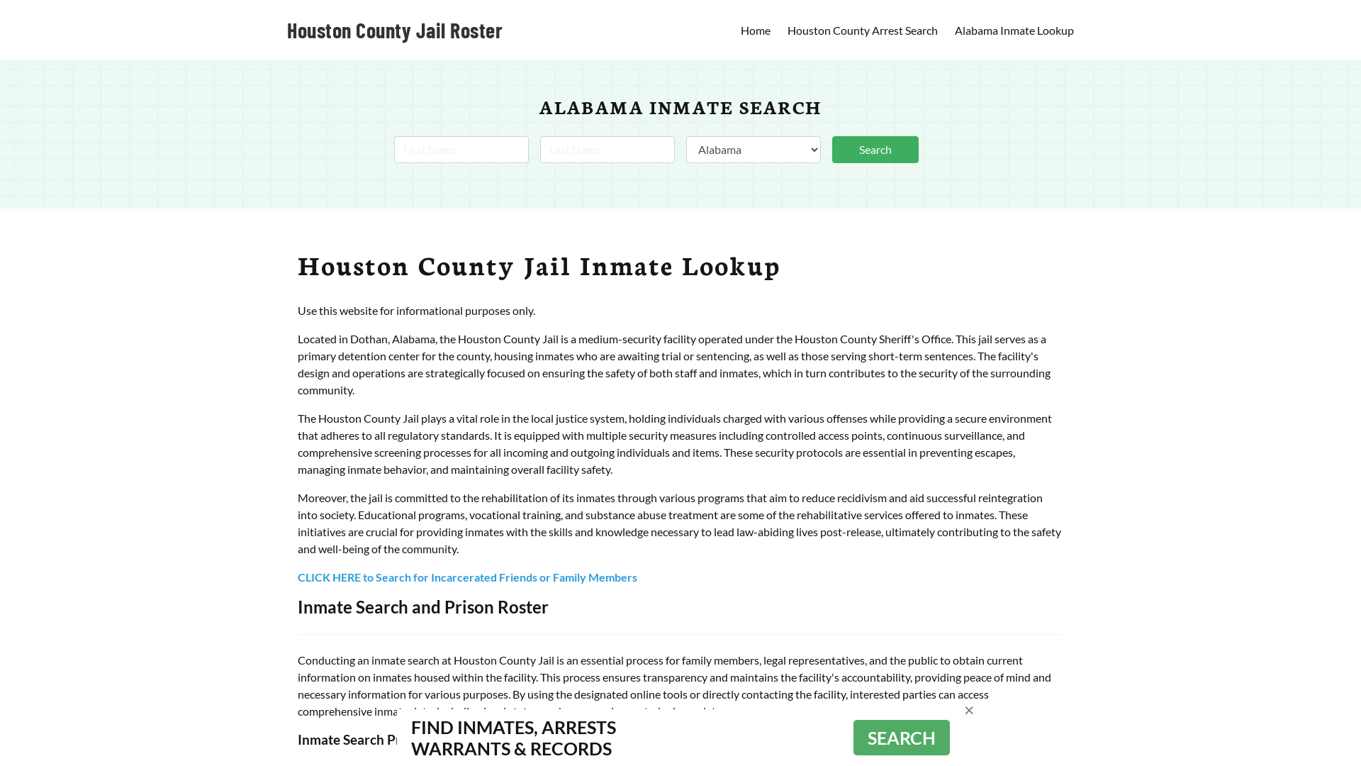 Houston County Jail Roster Lookup, AL, Inmate Search