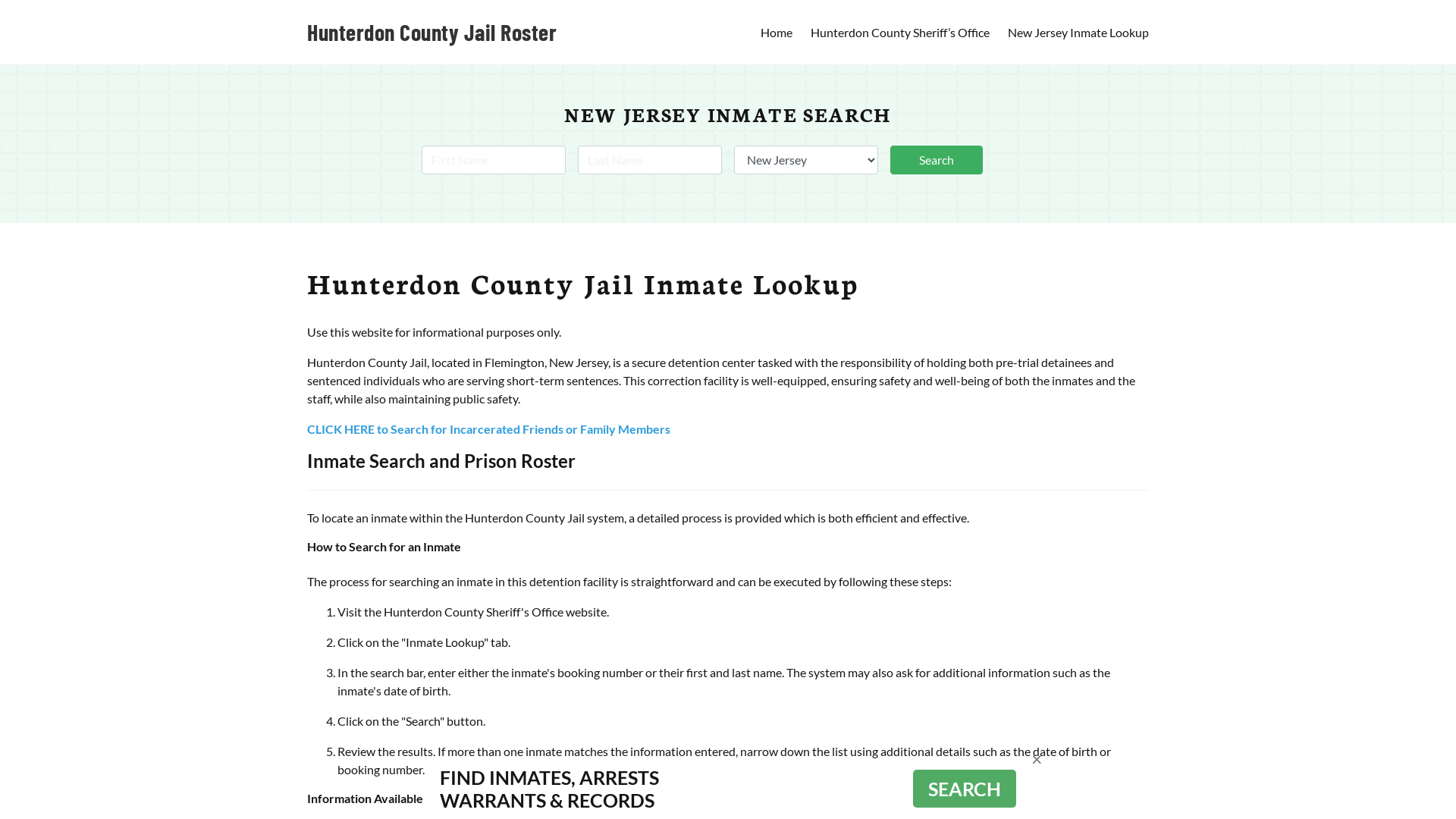 Hunterdon County Jail Roster Lookup, NJ, Inmate Search