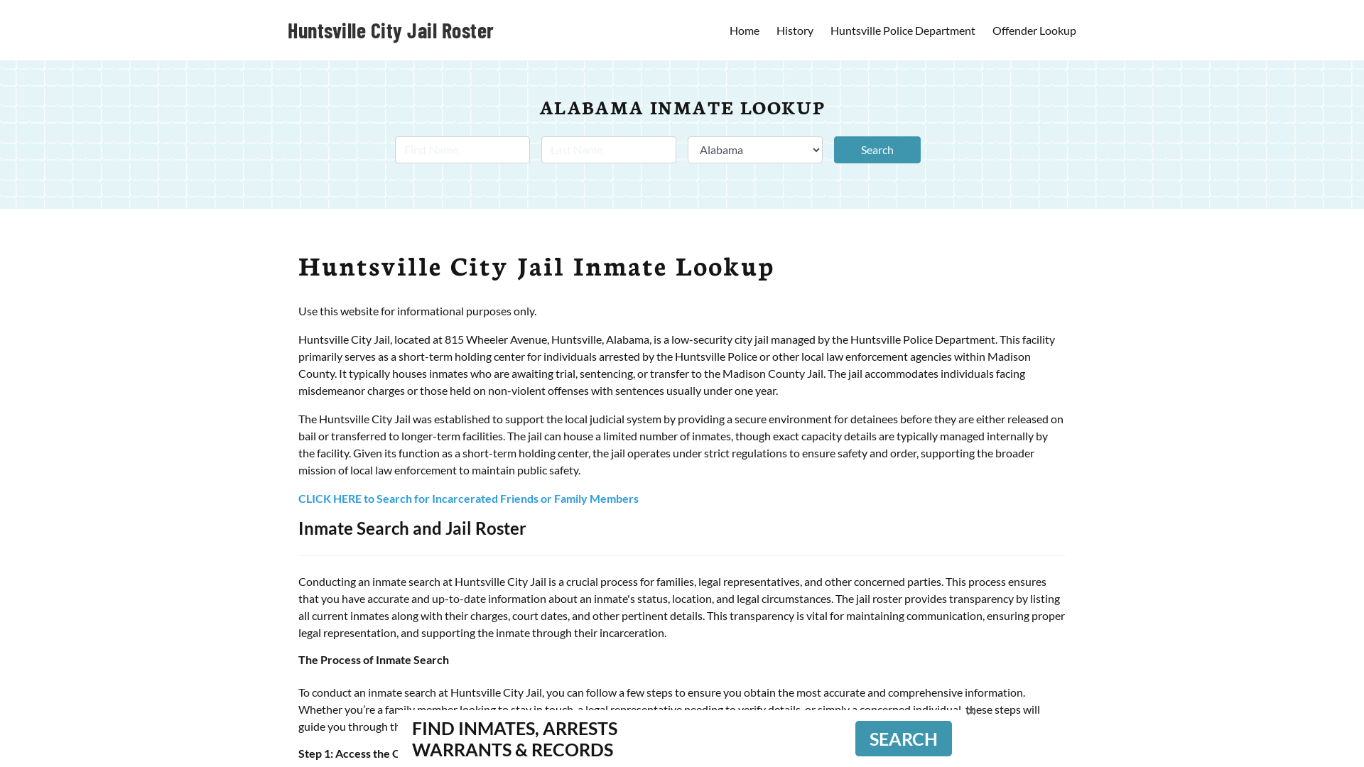 Huntsville City Jail, AL Inmate Search, Jail Roster, Bookings