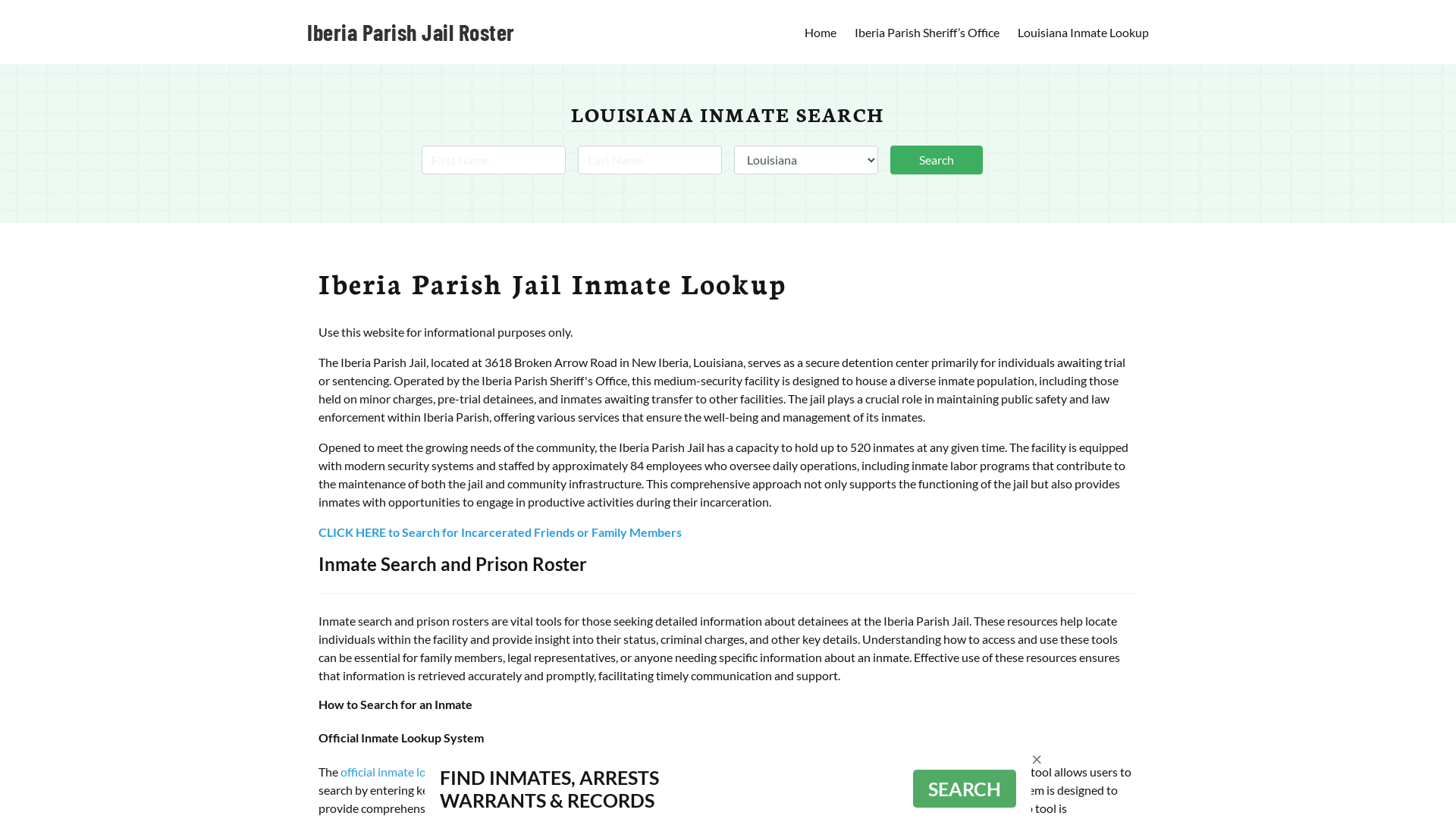 Iberia Parish Jail Roster Lookup, LA, Inmate Search