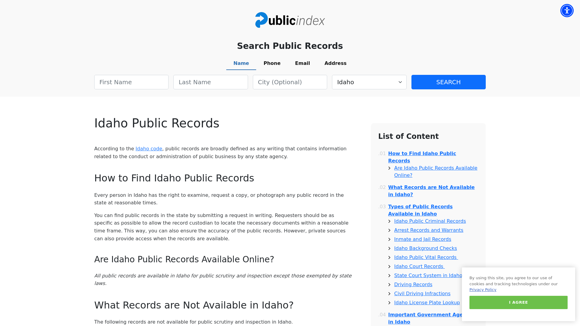 Idaho Public Records Online - ThePublicIndex