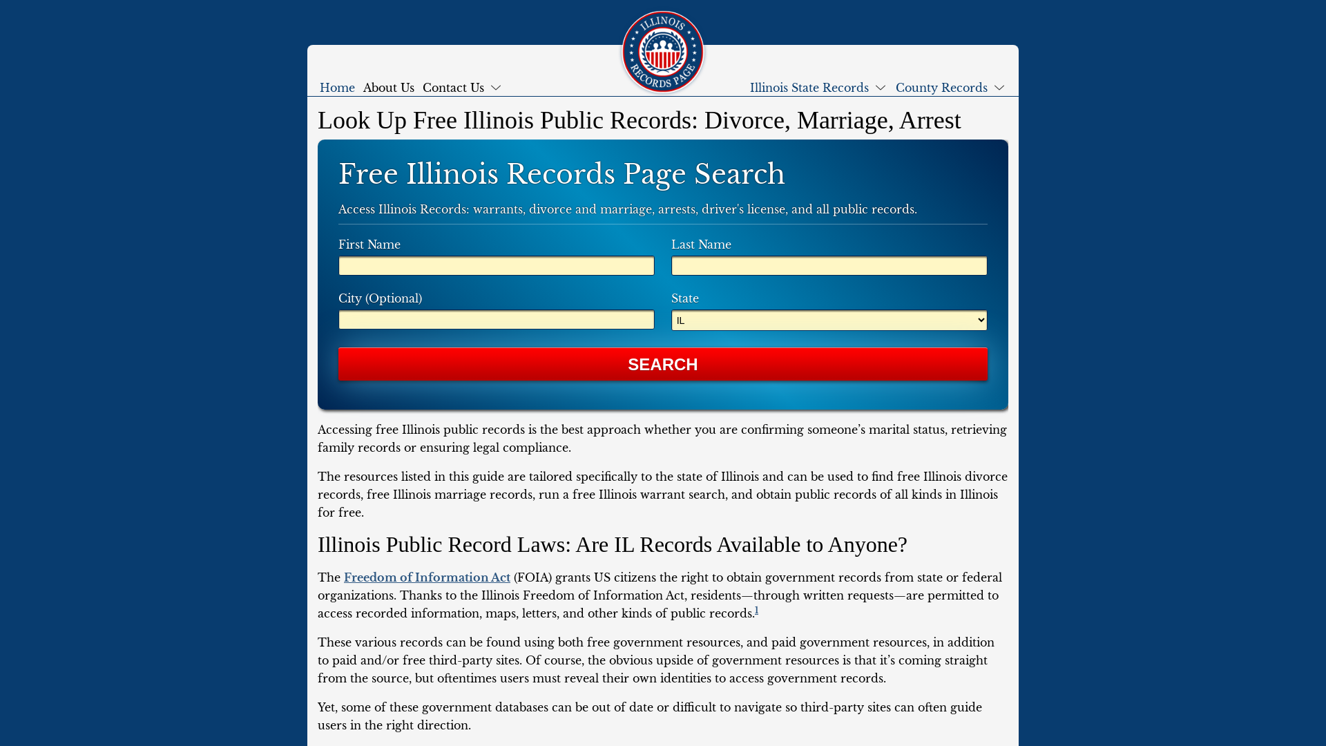 Look Up Free Illinois Public Records: Divorce, Marriage, Arrest