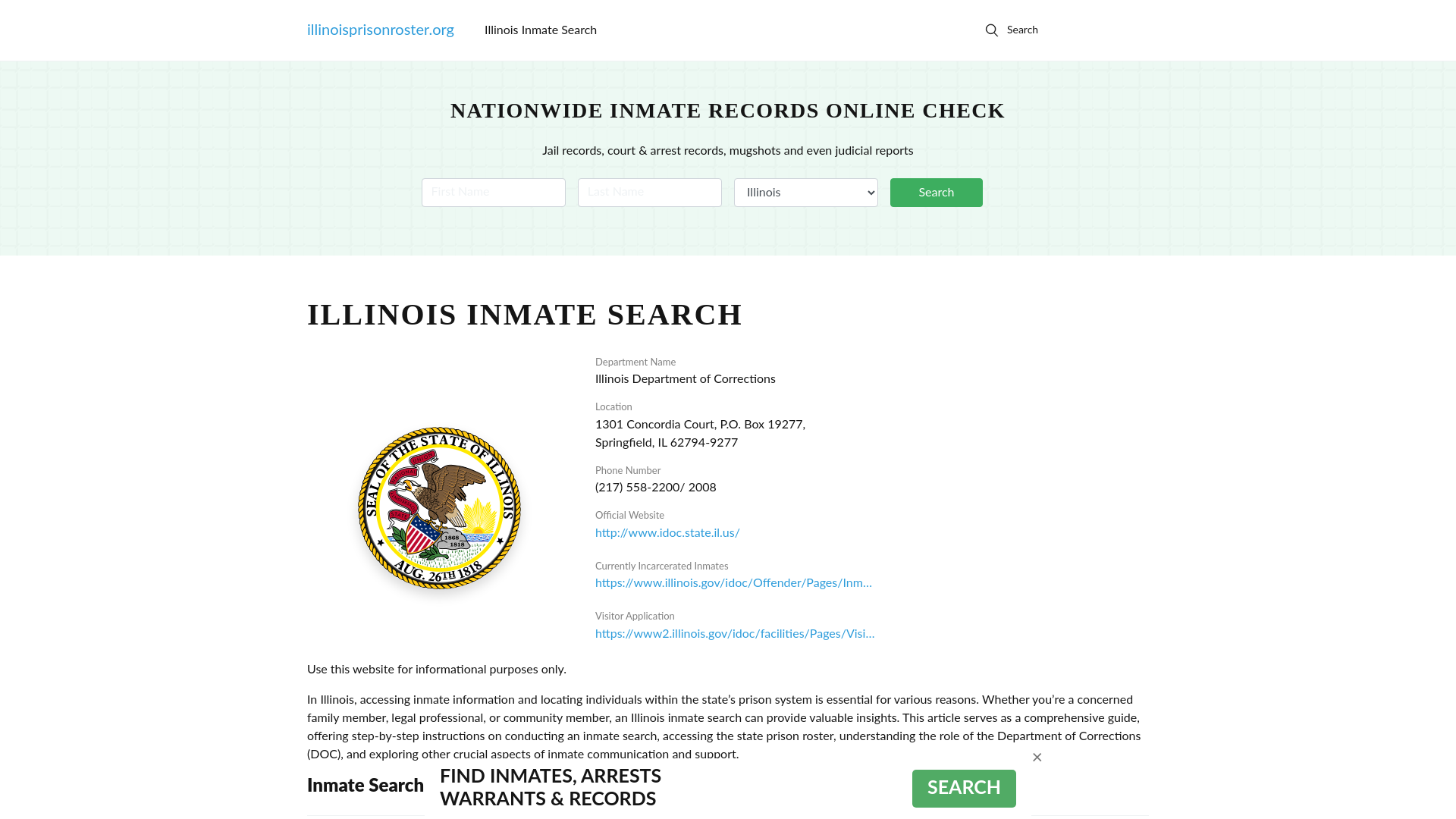 Illinois Inmate Search - IL DOC Offenders Lookup