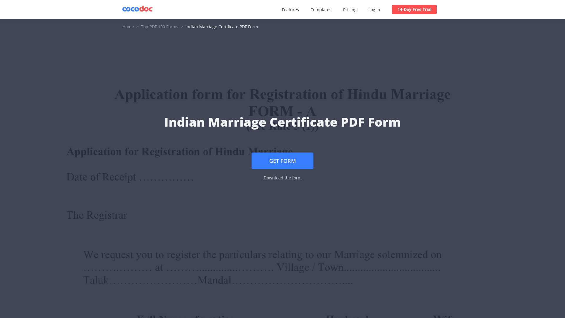 Indian Marriage Certificate PDF Form: Fill & Download Free Online