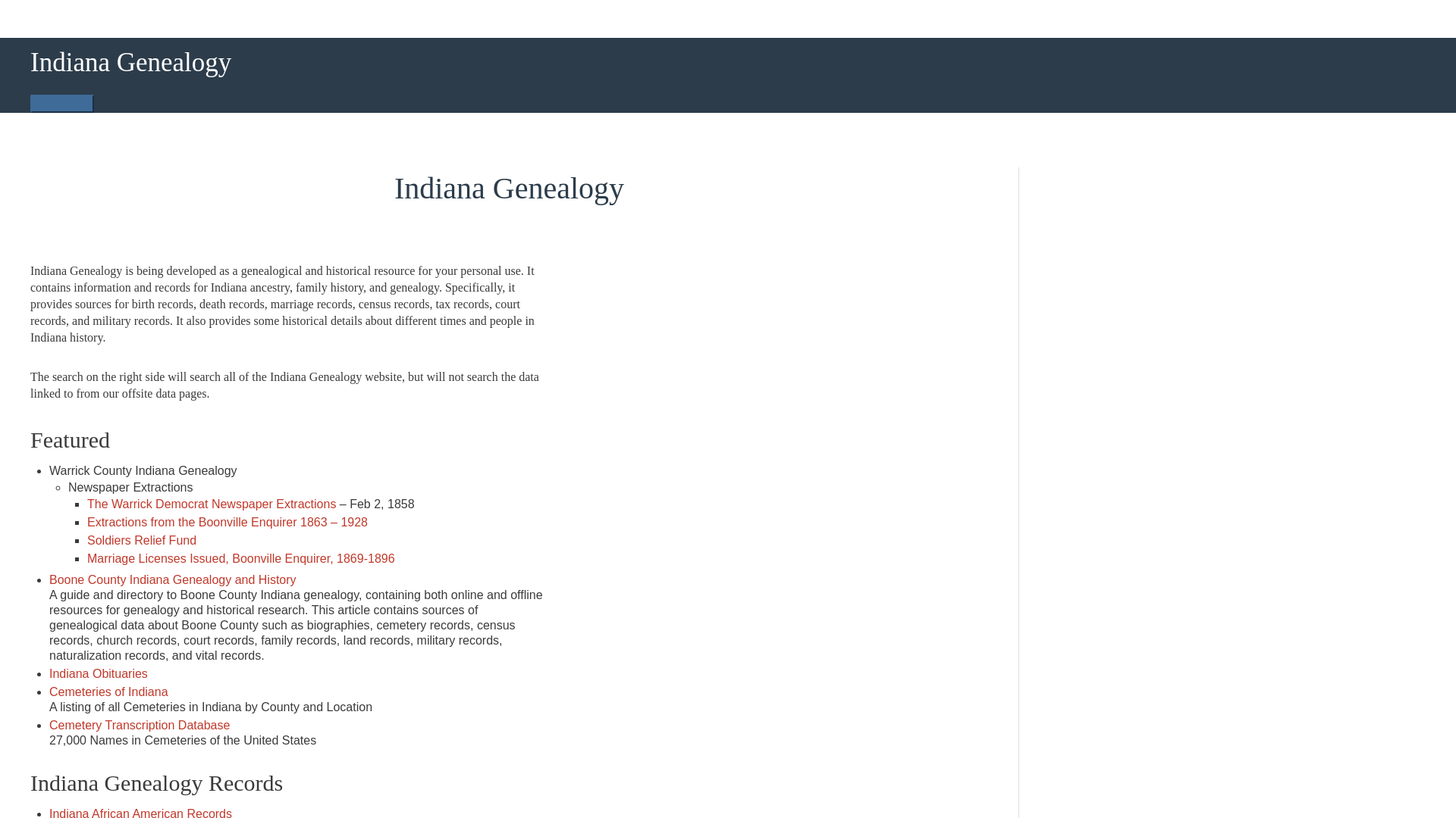 Indiana Genealogy – Indiana Genealogy