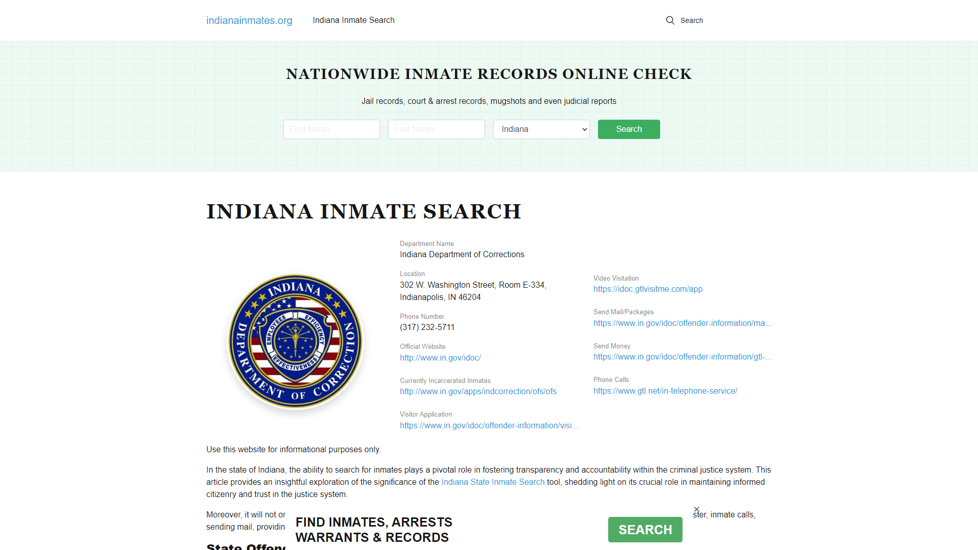 Indiana Offender Lookup - IN DOC Inmates