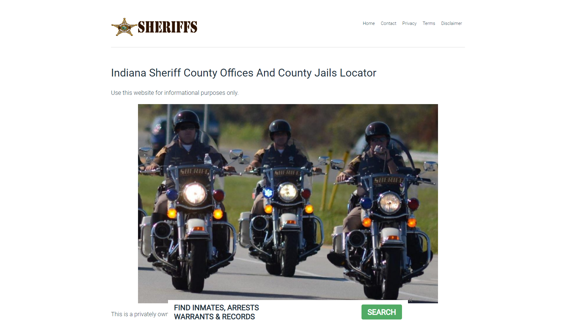 About Indiana Sheriff County Offices And County Jails Locator