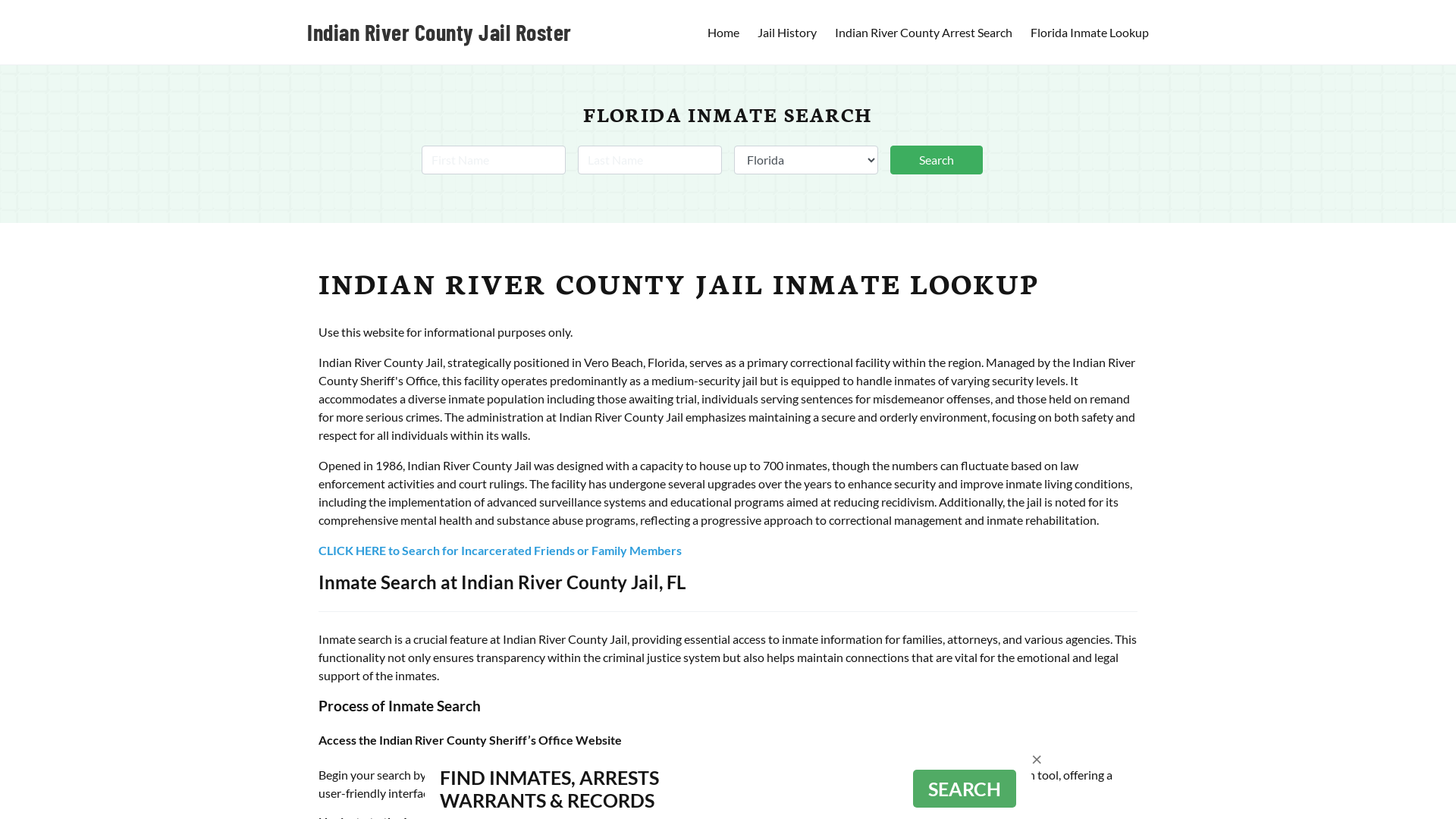 Indian River County Jail Roster Lookup, FL, Inmate Search