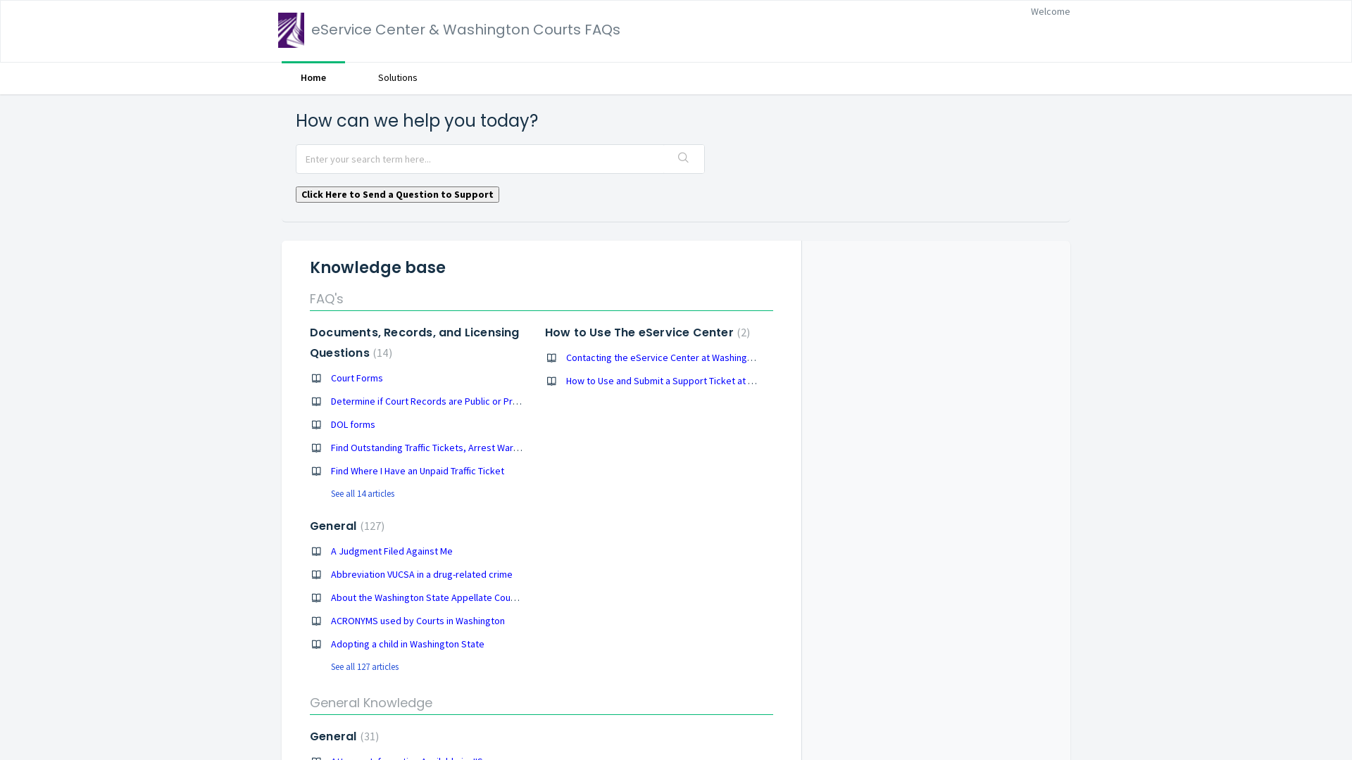 Support :  eService Center & Washington Courts FAQs